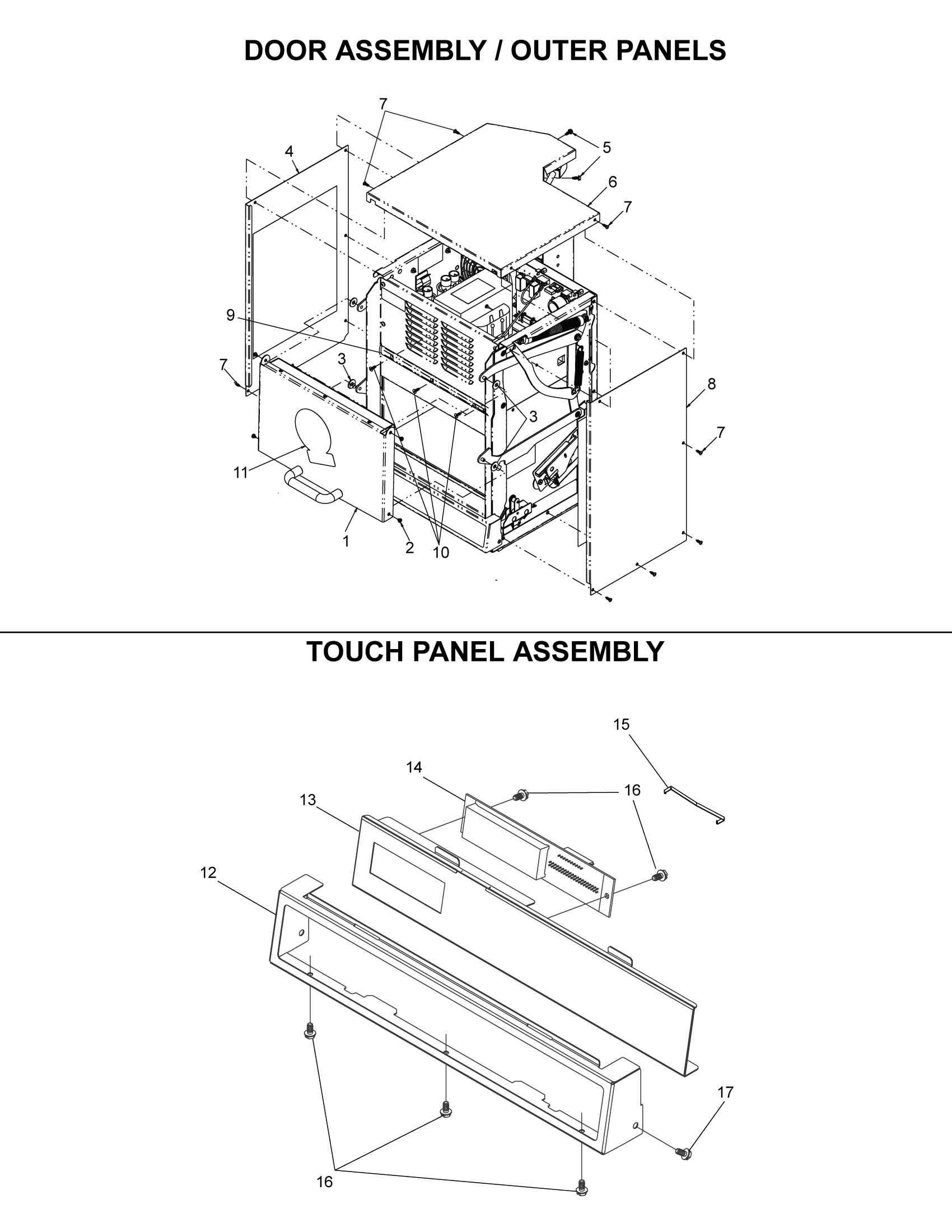 DOOR ASSEMBLY / OUTER PANELS / TOUCH PANEL ASSEMBLY