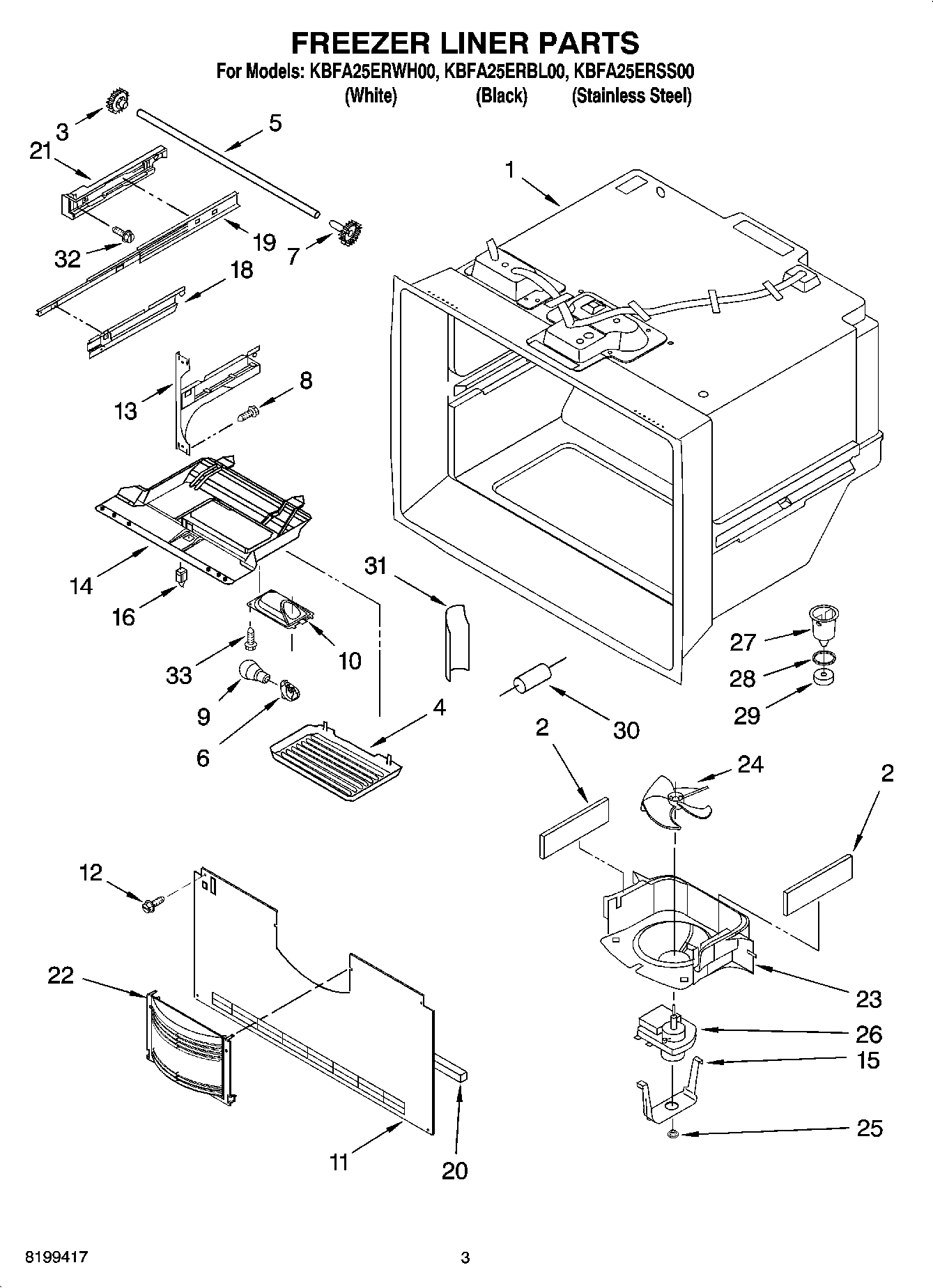 02 - FREEZER LINER PARTS