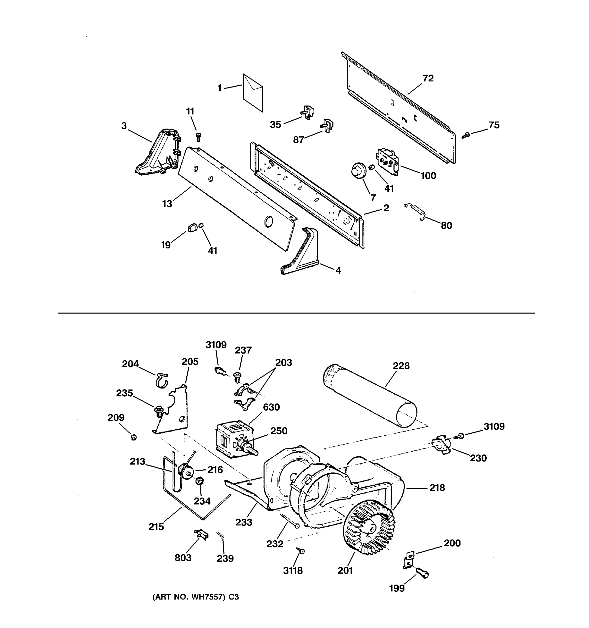 BACKSPLASH, BLOWER & DRIVE ASSEMBLY