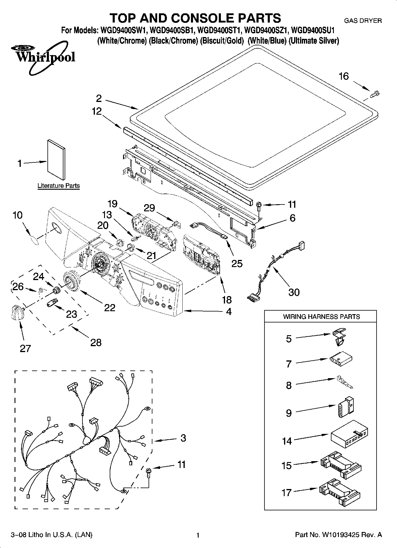 01 - TOP AND CONSOLE PARTS