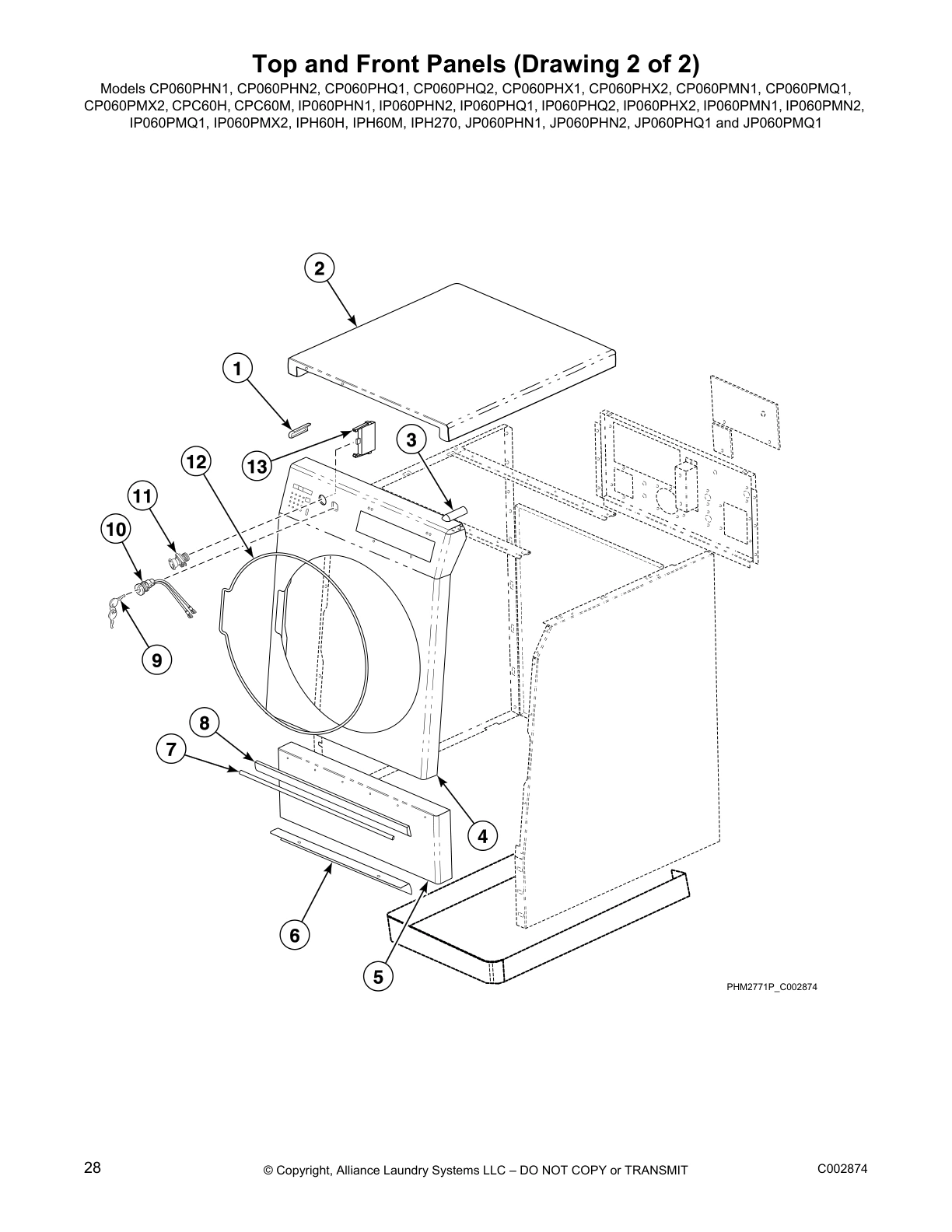 Top and Front Panels (Drawing 2 of 2)