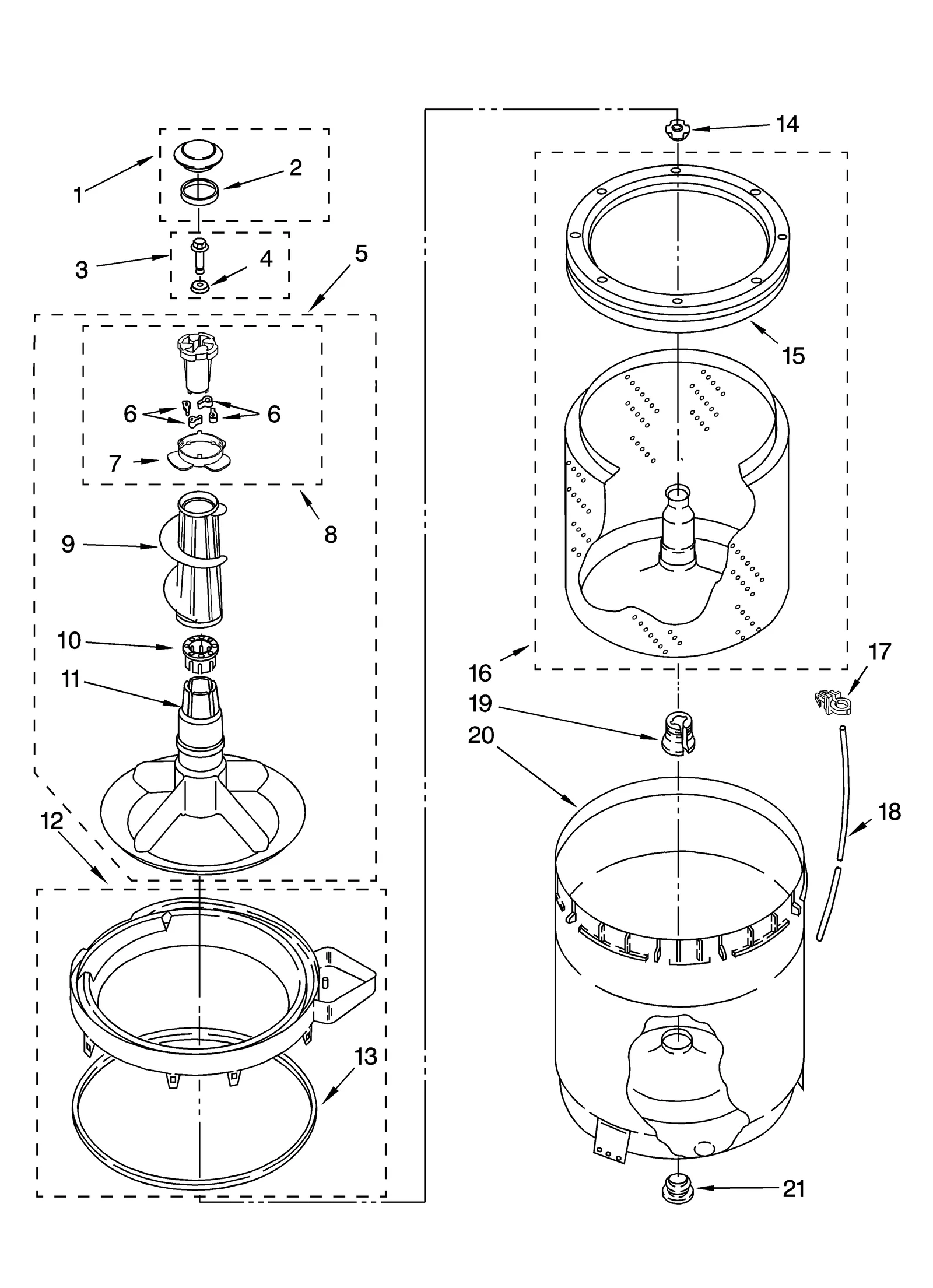 AGITATOR, BASKET AND TUB PARTS