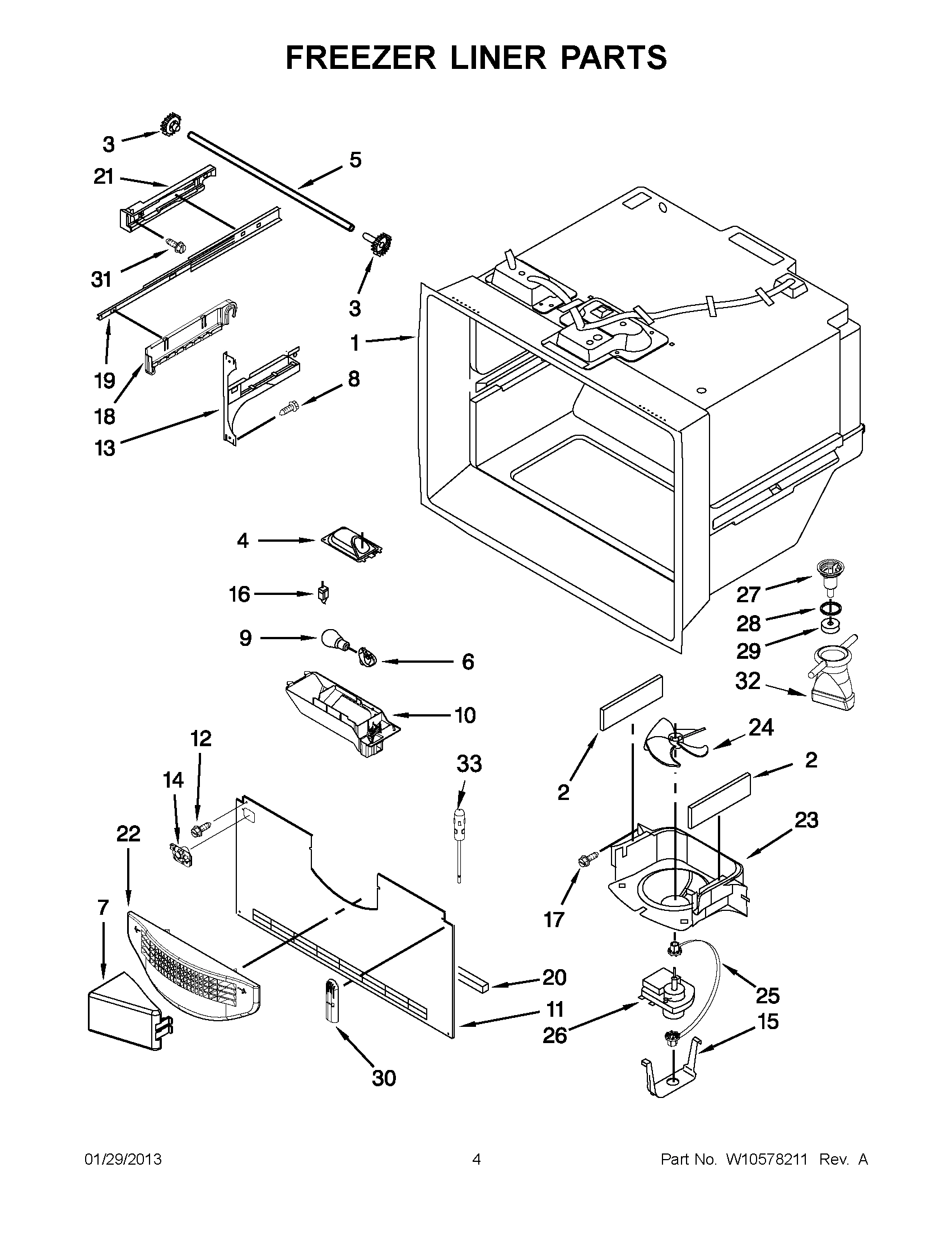 02 - FREEZER LINER PARTS