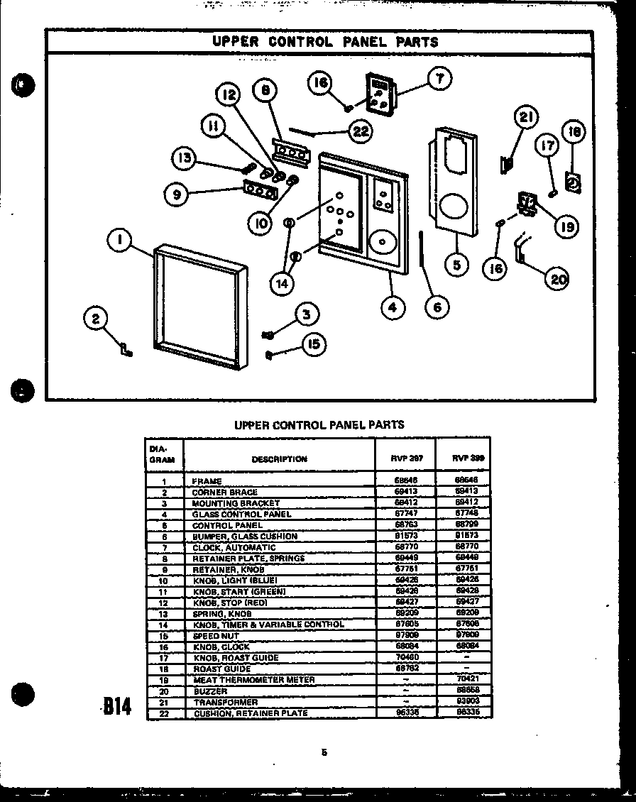 10 - UPPER CONTROL PANEL PARTS