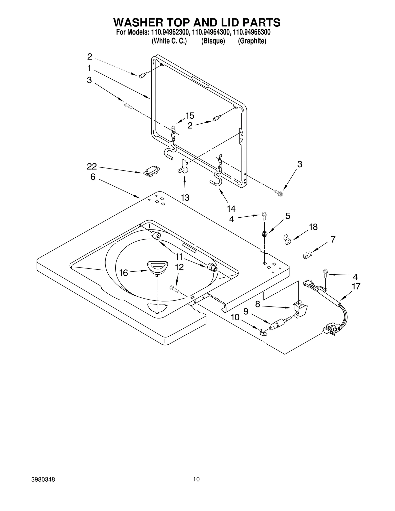 WASHER TOP AND LID PARTS