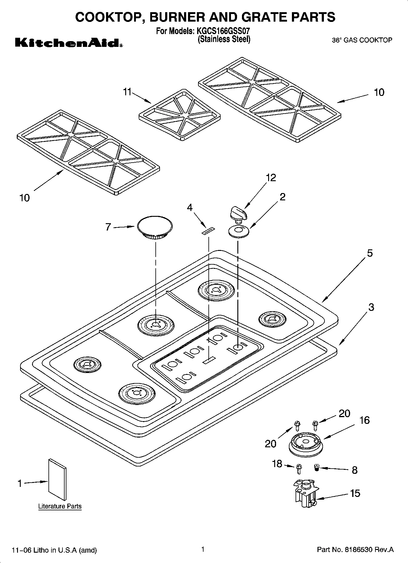 01 - COOKTOP, BURNER AND GRATE PARTS