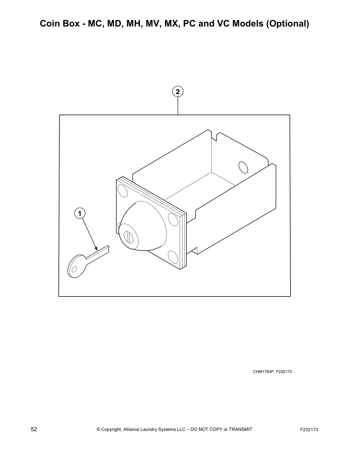 Coin Box - MC, MD, MH, MV, MX, PC and VC Models (Optional)