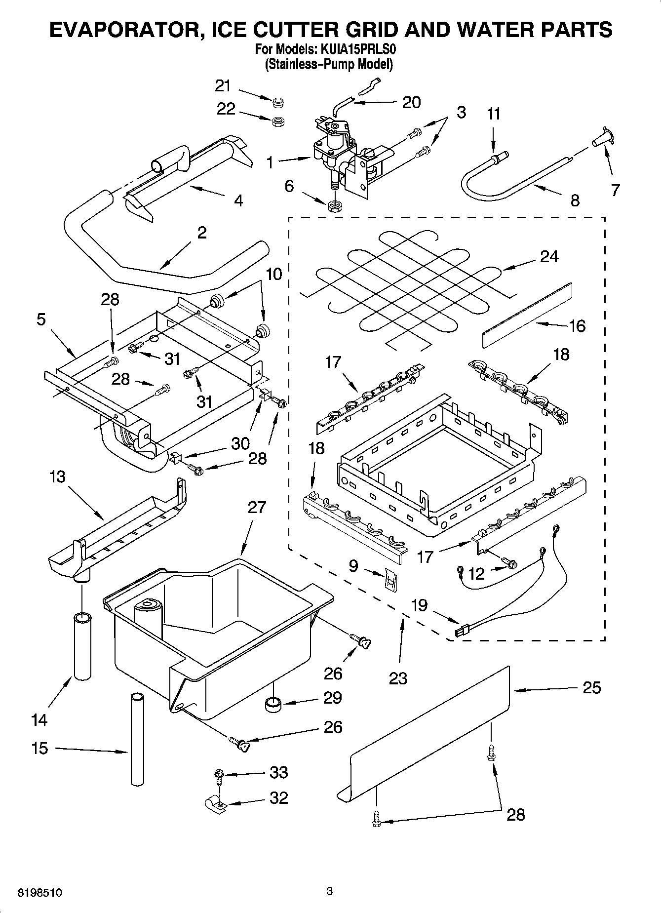 02 - EVAPORATOR ICE CUTTER GRID AND WATER PARTS \fs22 ,