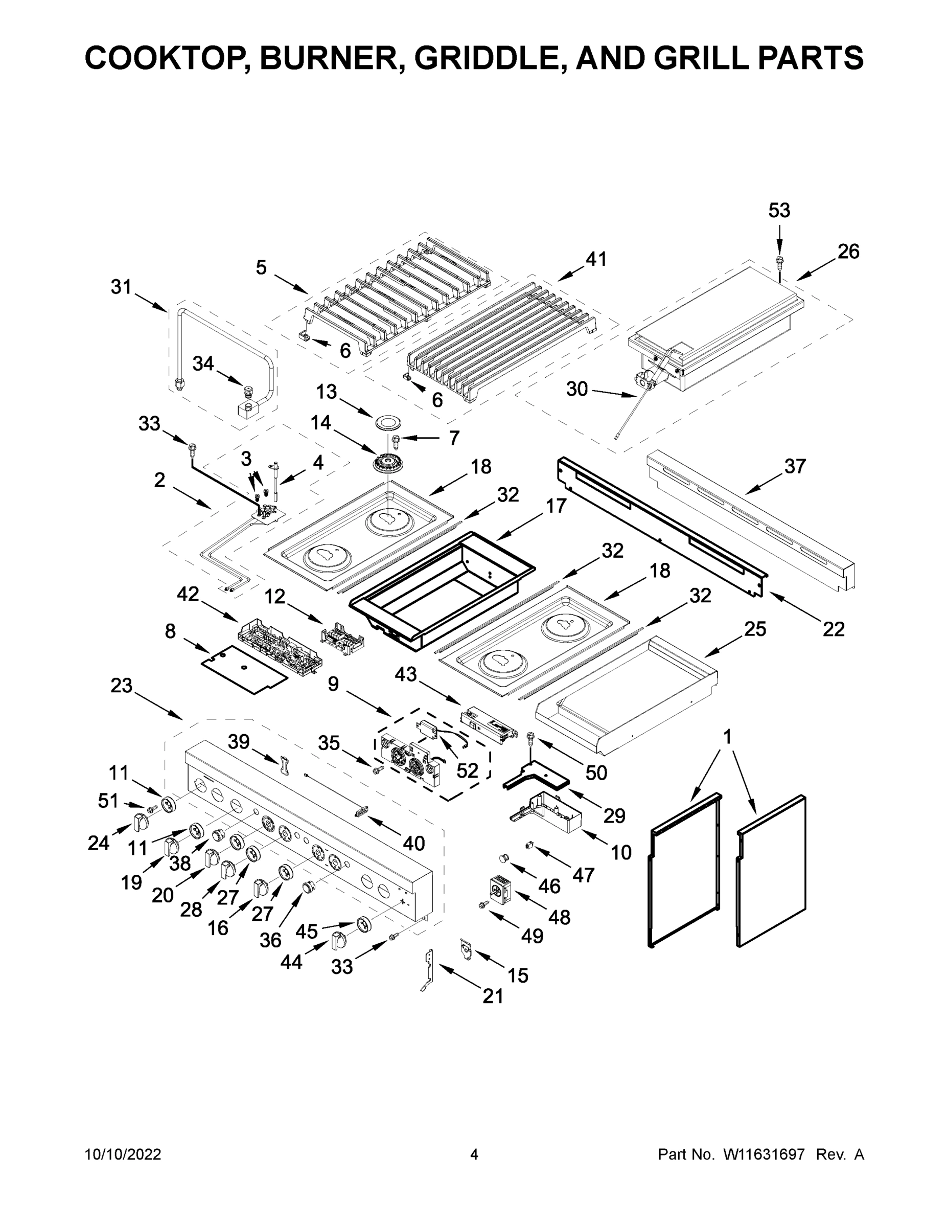 03 - COOKTOP, BURNER, GRIDDLE, AND GRILL PARTS