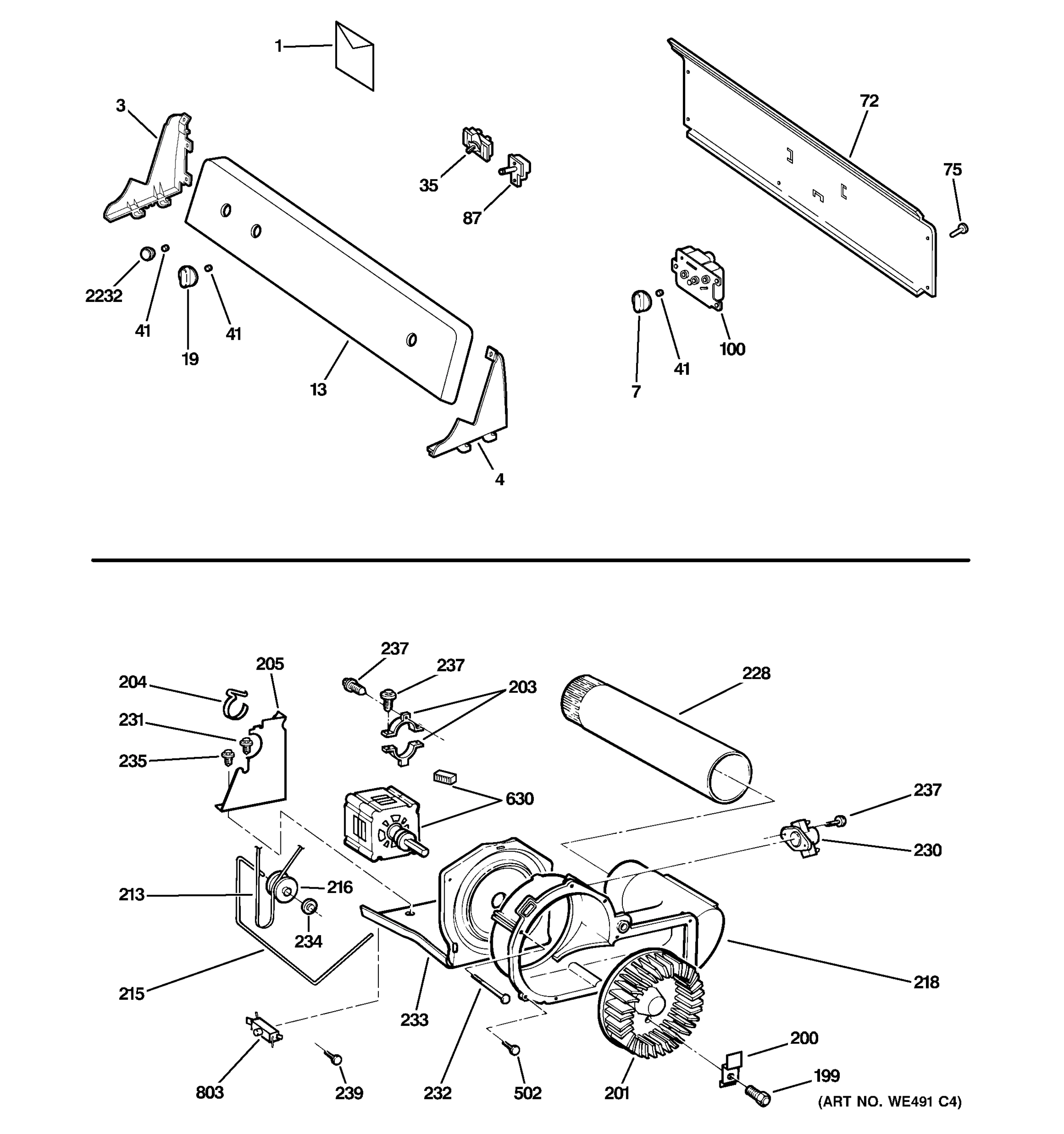 BACKSPLASH, BLOWER & MOTOR ASSEMBLY