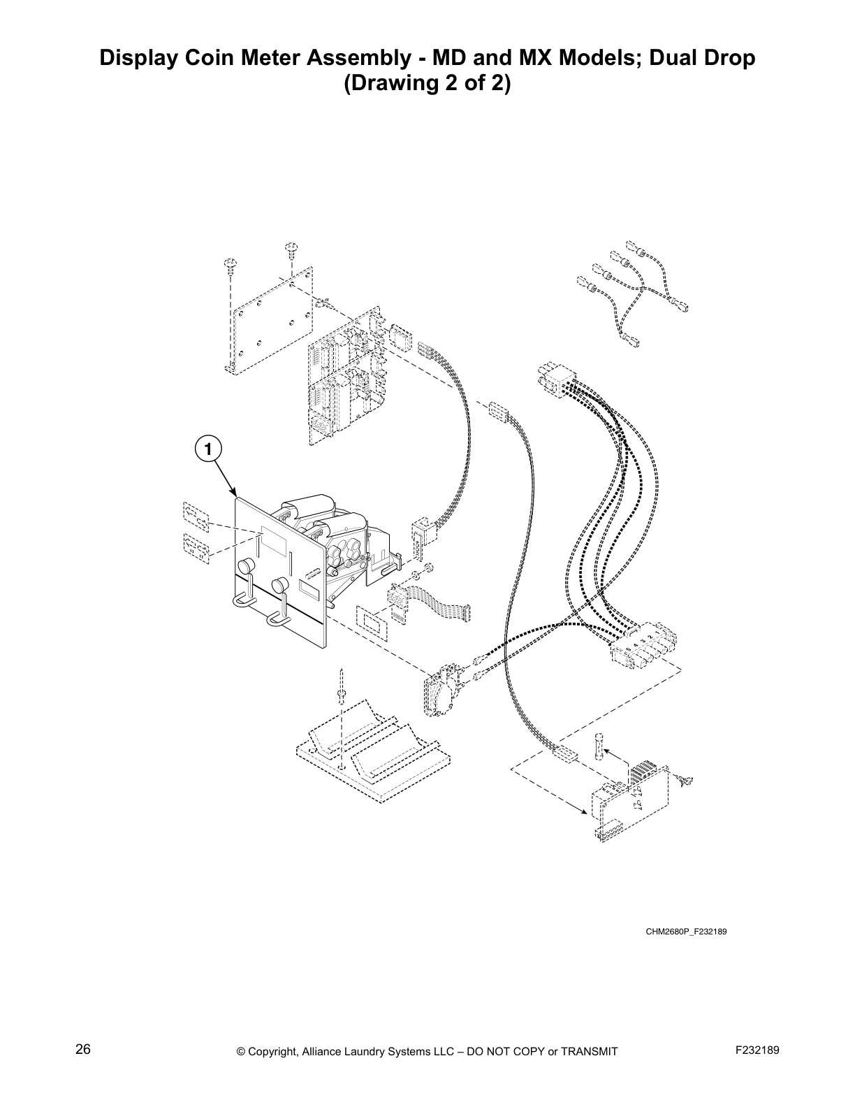 Display Coin Meter Assembly - MD and MX Models; Dual Drop
(Drawing 2 of 2)
