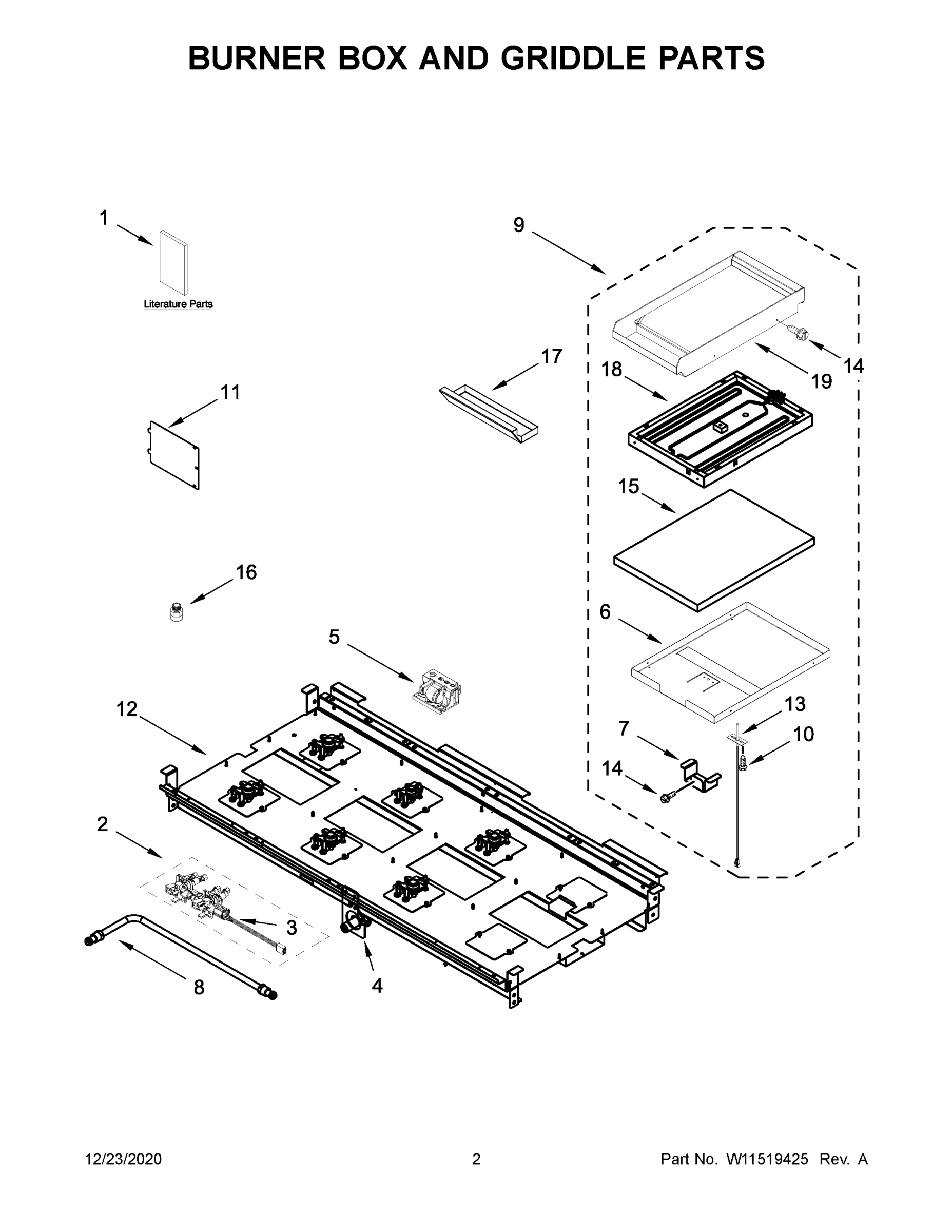 02 - BURNER BOX AND GRIDDLE PARTS