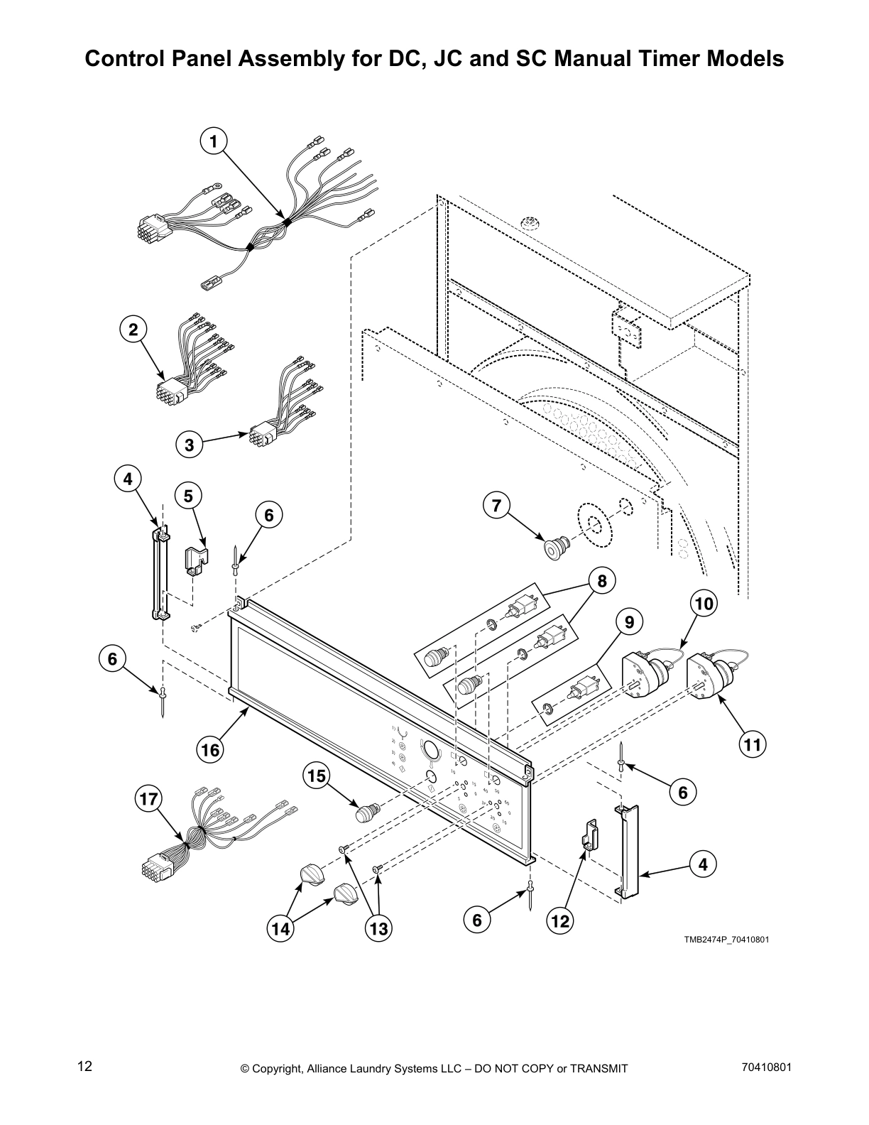 Control Panel Assembly for DC, JC and SC Manual Timer Models