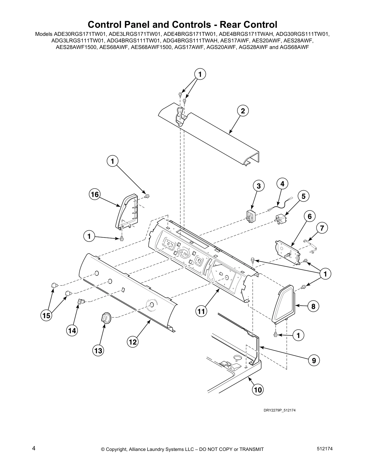 Control Panel and Controls - Rear Control