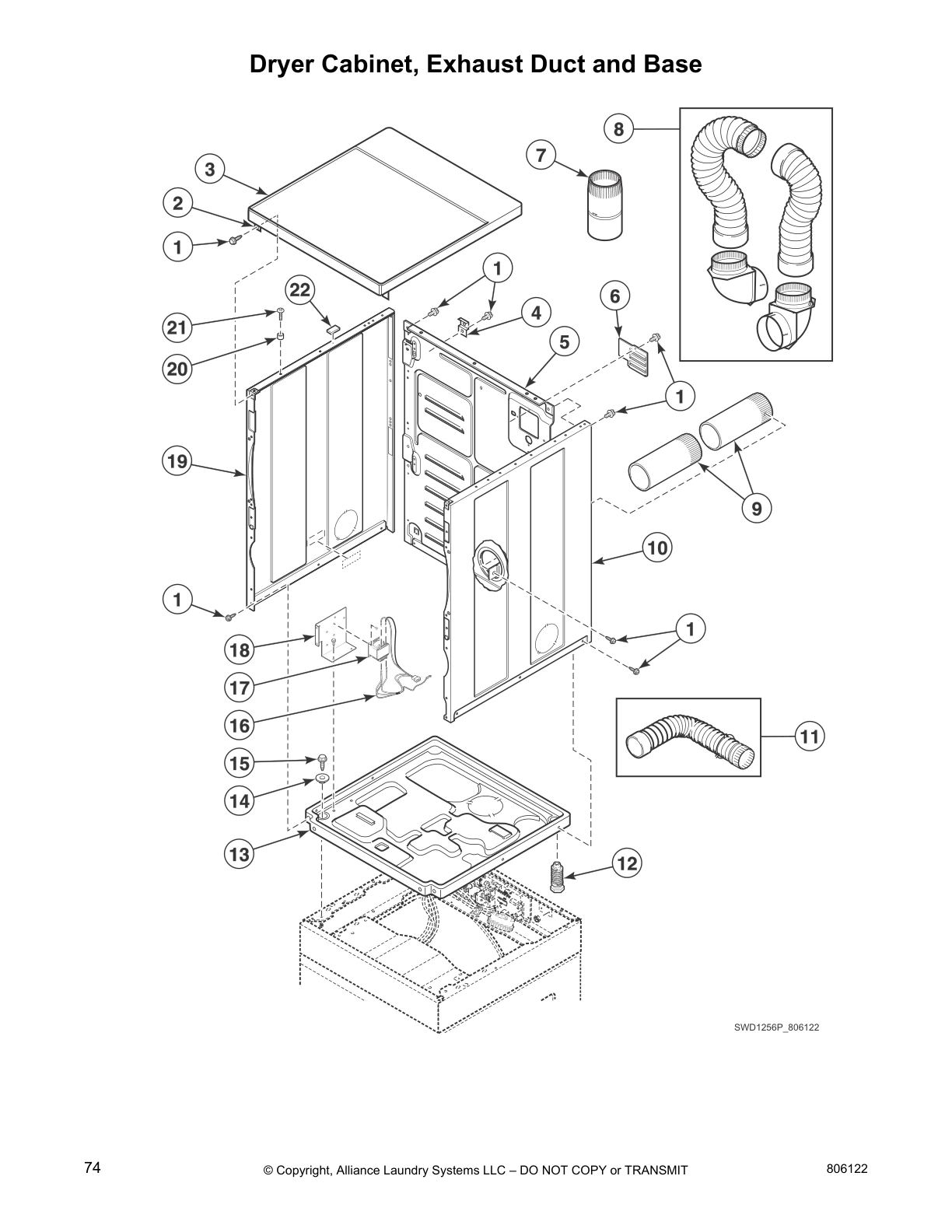 Dryer Cabinet, Exhaust Duct and Base