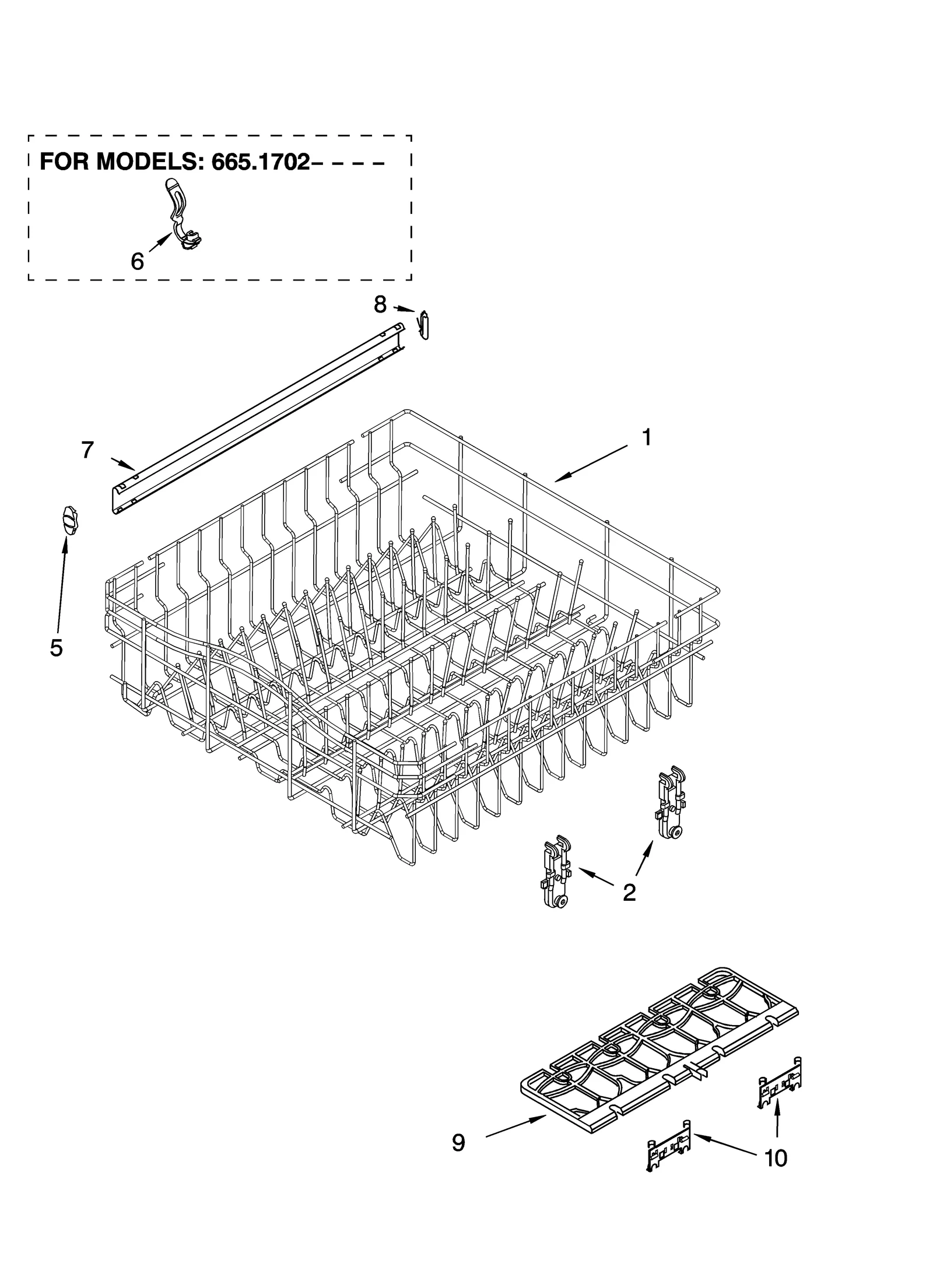 UPPER RACK AND TRACK PARTS