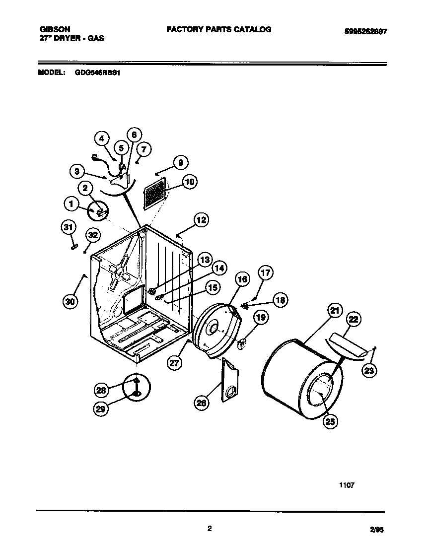 02 - CABINET, DRUM, HEAT DUCT