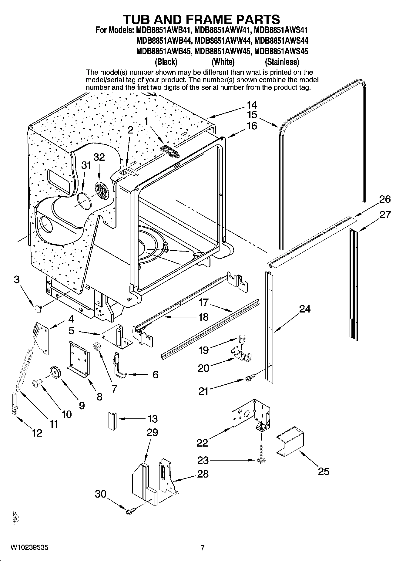 07 - TUB AND FRAME PARTS