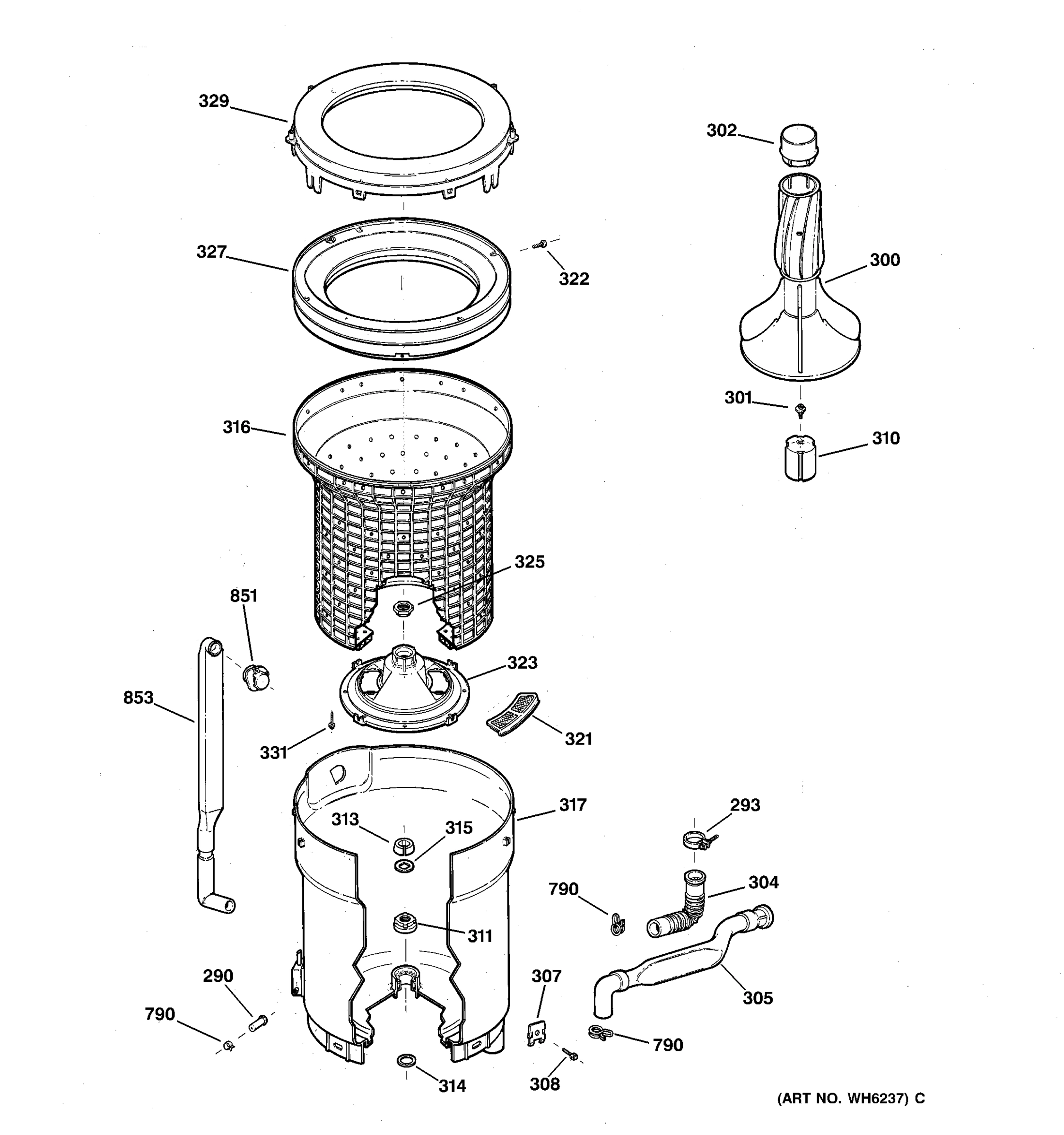 TUB, BASKET & AGITATOR