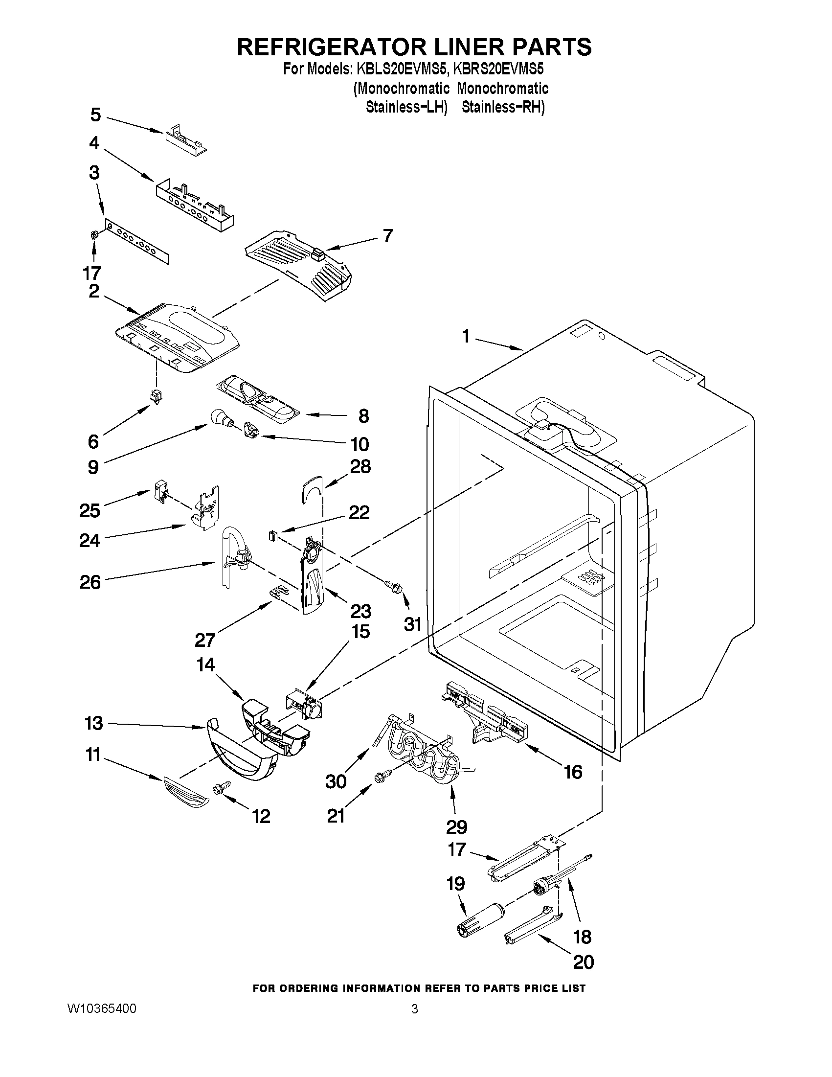 02 - REFRIGERATOR LINER PARTS