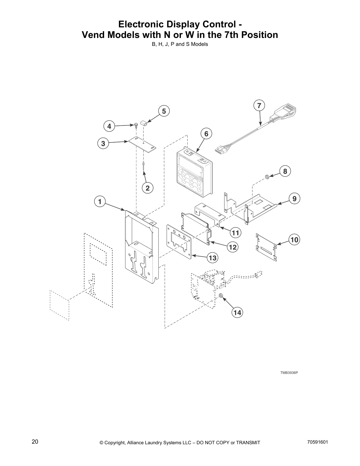 Electronic Display Control - 
Vend Models with N or W in the 7th Position