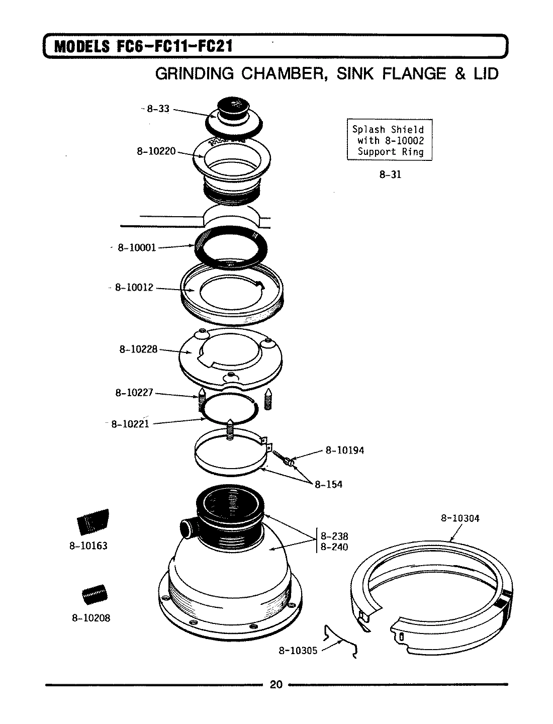 08 - GRINDING CHAMBER,SINK FLANGE (FB11,FB21)