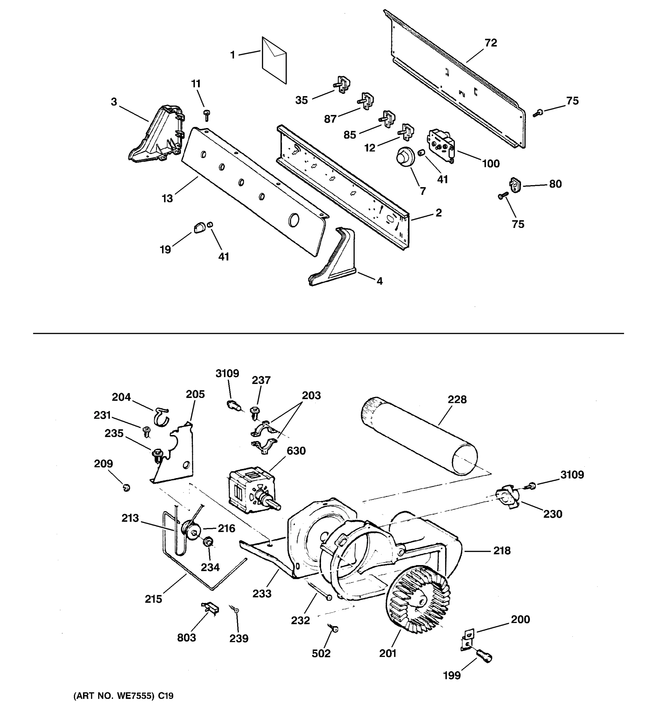 BACKSPLASH, BLOWER & MOTOR ASSEMBLY