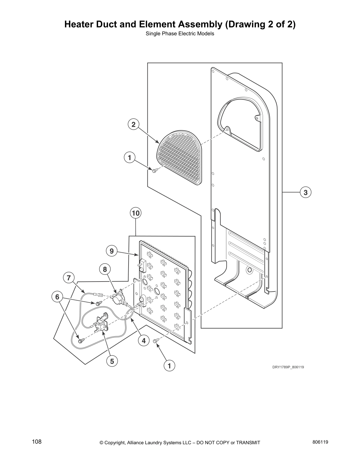 Heater Duct and Element Assembly (Drawing 2 of 2)