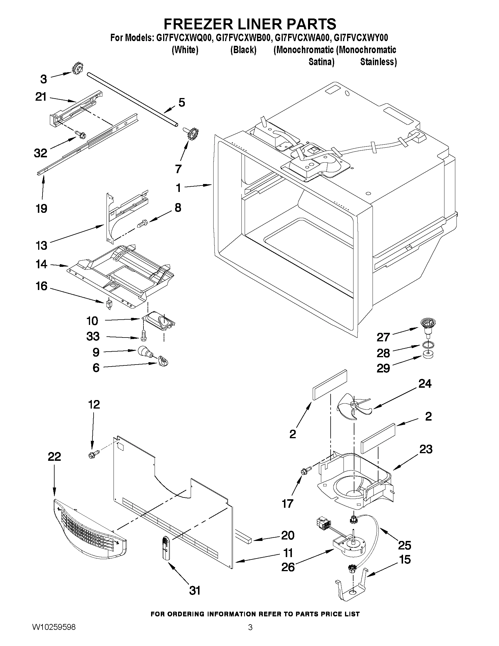 02 - FREEZER LINER PARTS