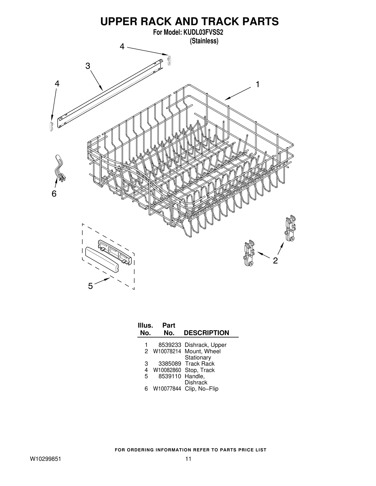 UPPER RACK AND TRACK PARTS