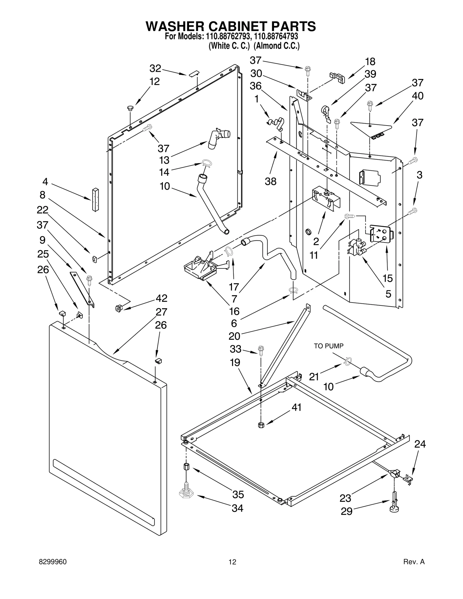 WASHER CABINET PARTS
