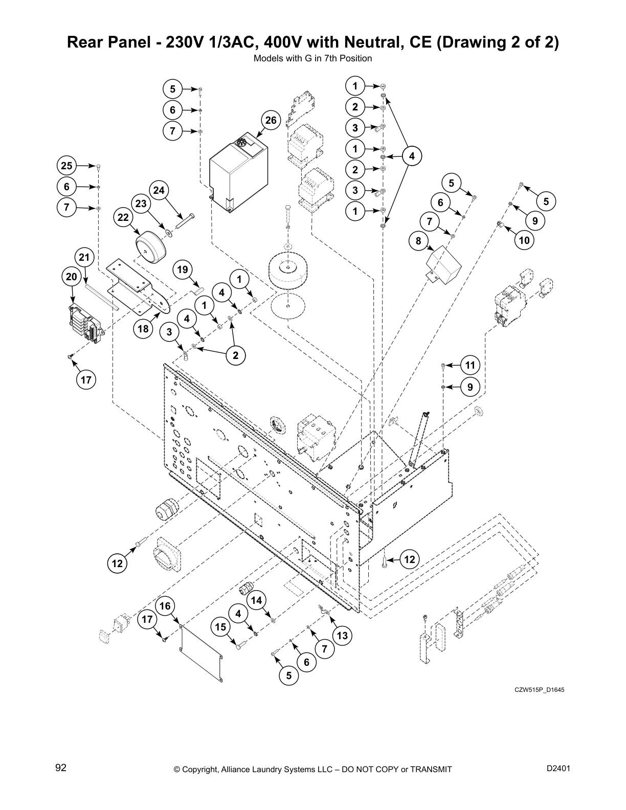 Rear Panel - 230V 1/3AC, 400V with Neutral, CE (Drawing 2 of 2)