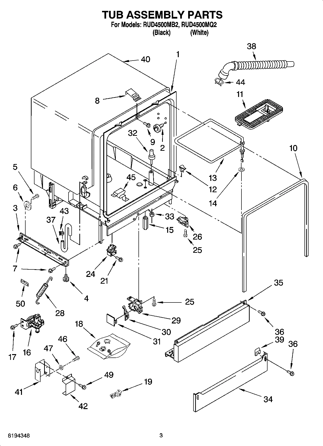 03 - TUB ASSEMBLY PARTS