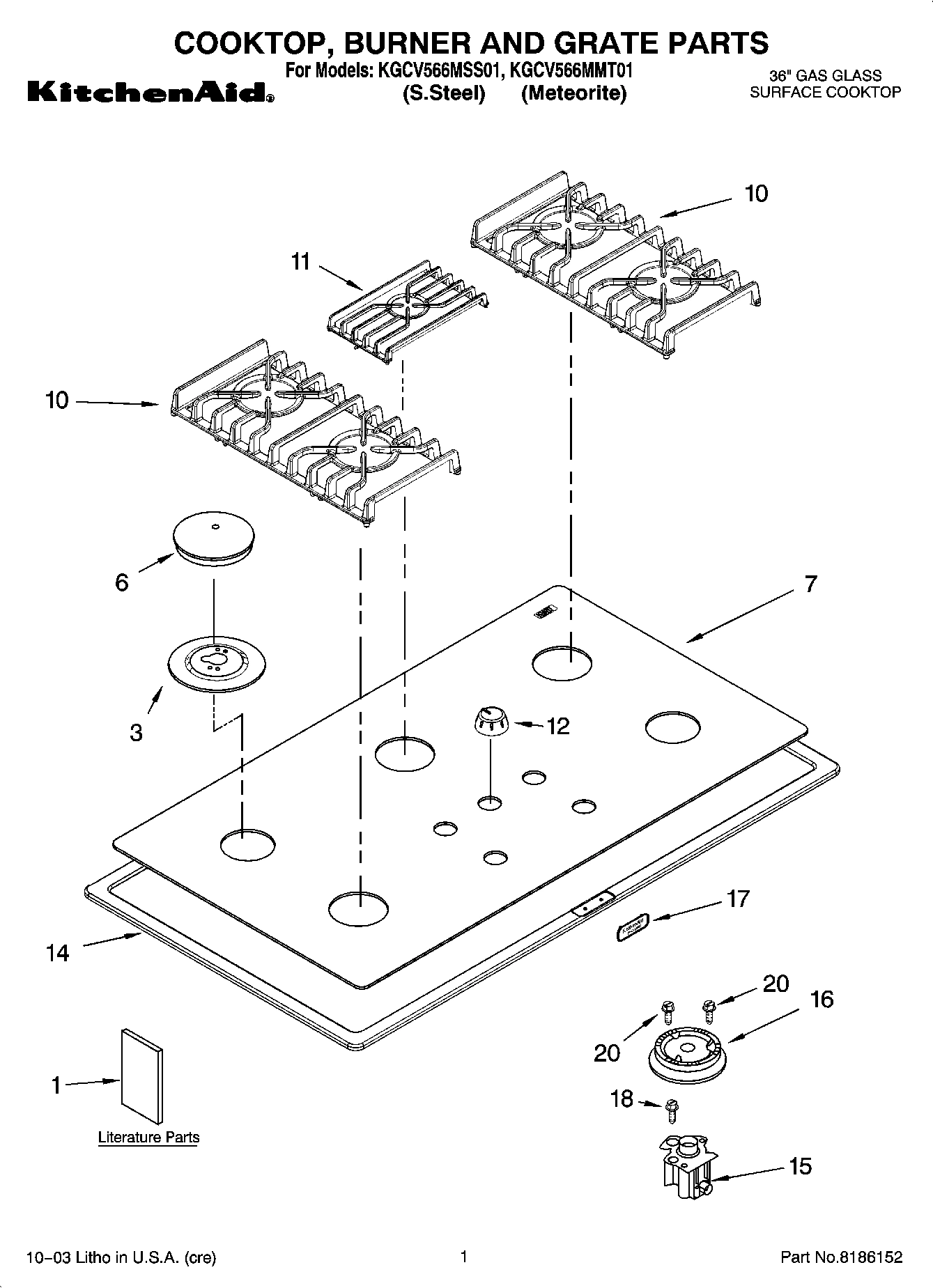 01 - COOKTOP, BURNER AND GRATE PARTS