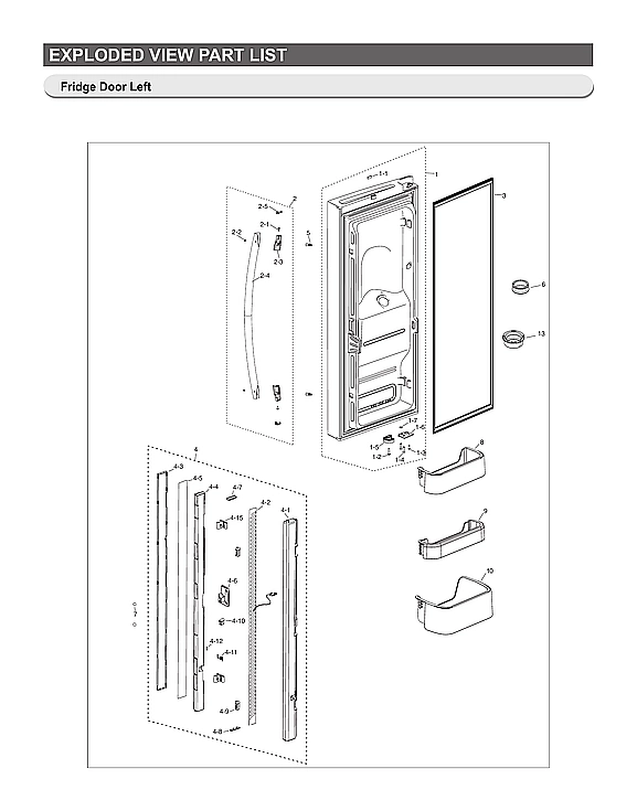 Left Refrigerator Door Parts