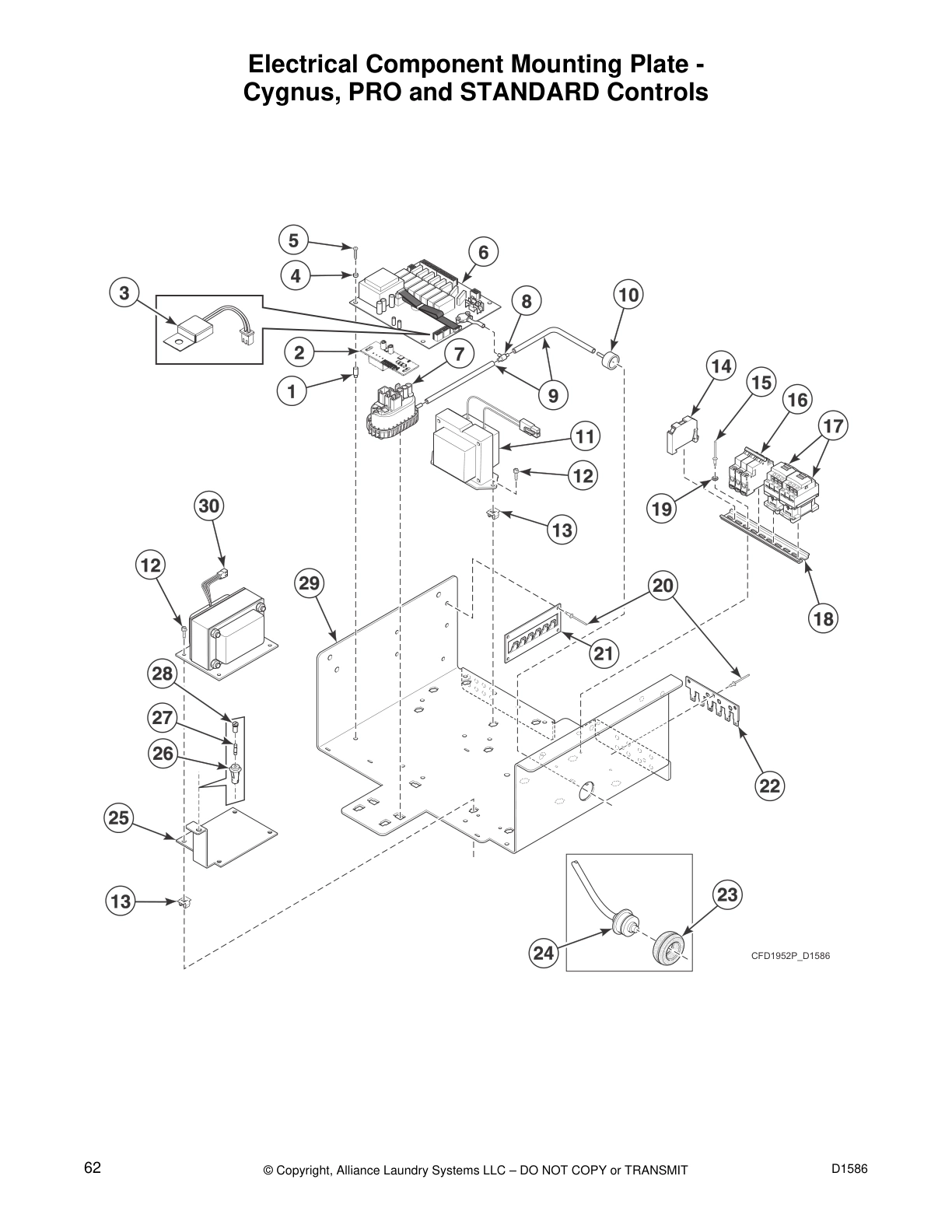Electrical Component Mounting Plate - 
Cygnus, PRO and STANDARD Controls