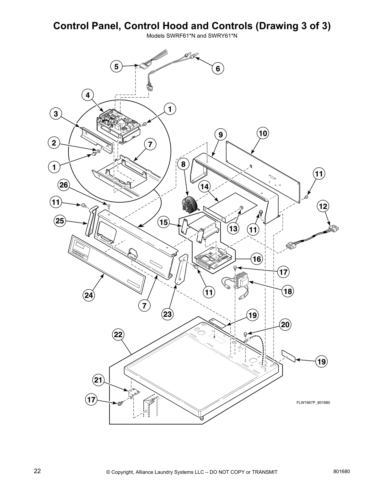 Control Panel, Control Hood and Controls (Drawing 3 of 3)