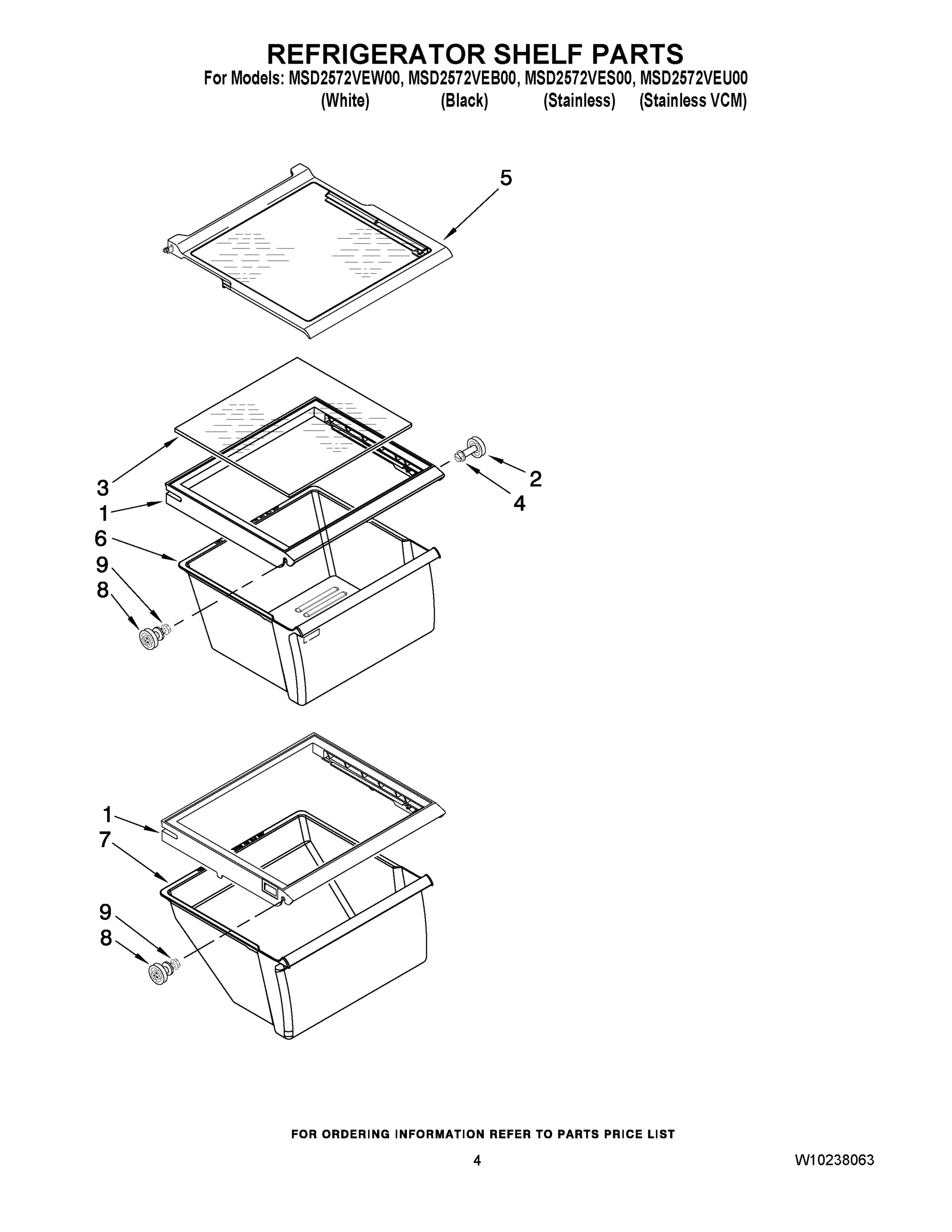 03 - REFRIGERATOR SHELF PARTS