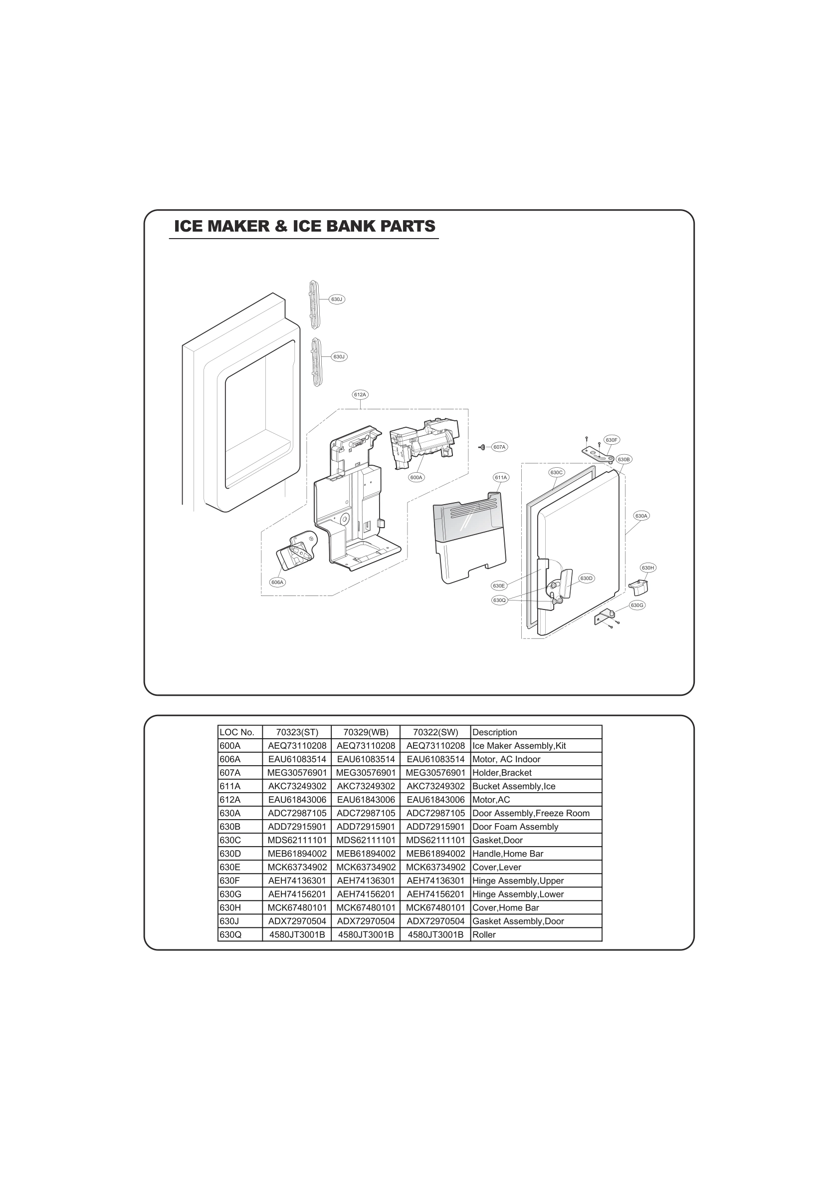 ICE MAKER & ICE BIN PARTS