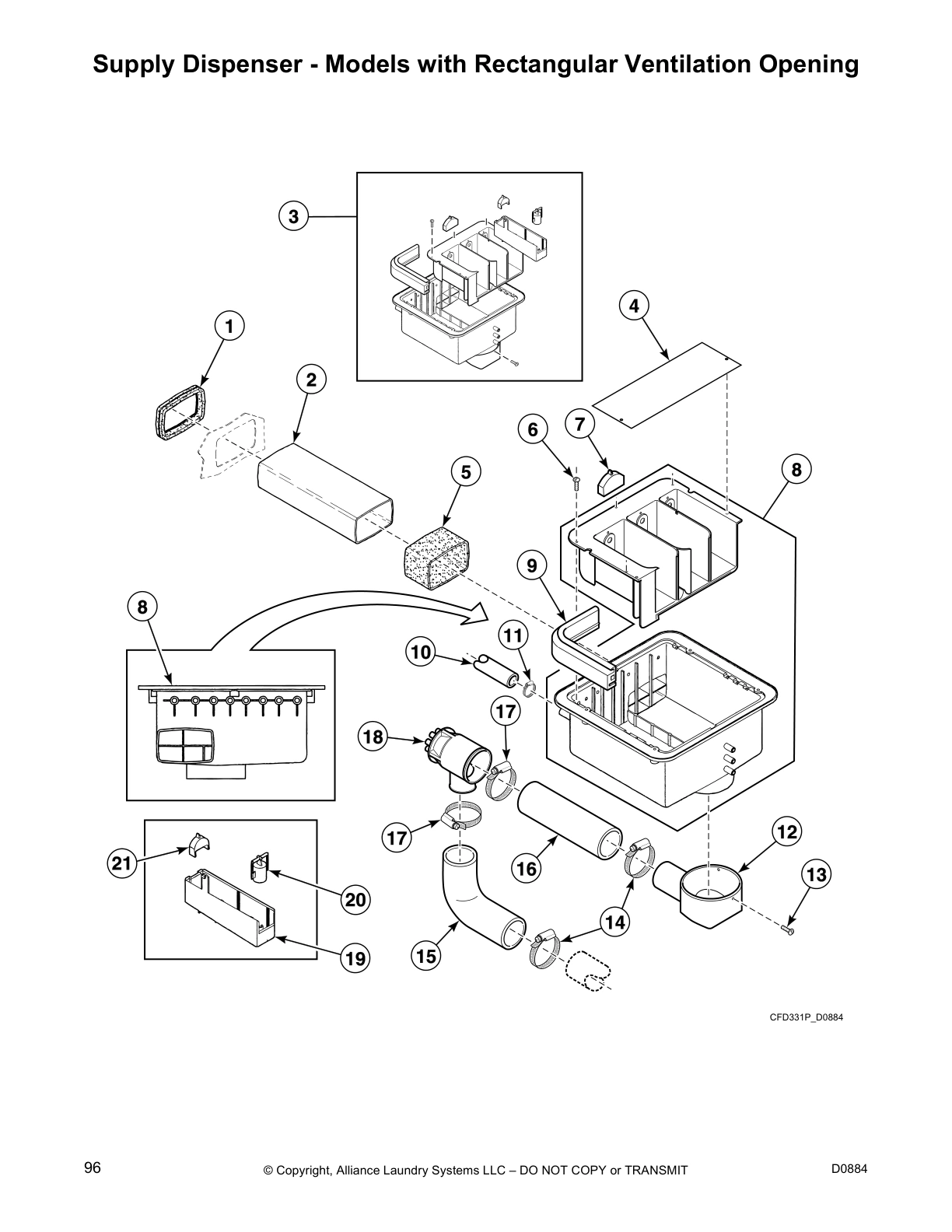 Supply Dispenser - Models with Rectangular Ventilation Opening