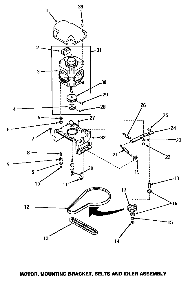 14 - MOTOR, MTG BRACKET, BELTS & IDLER ASSY