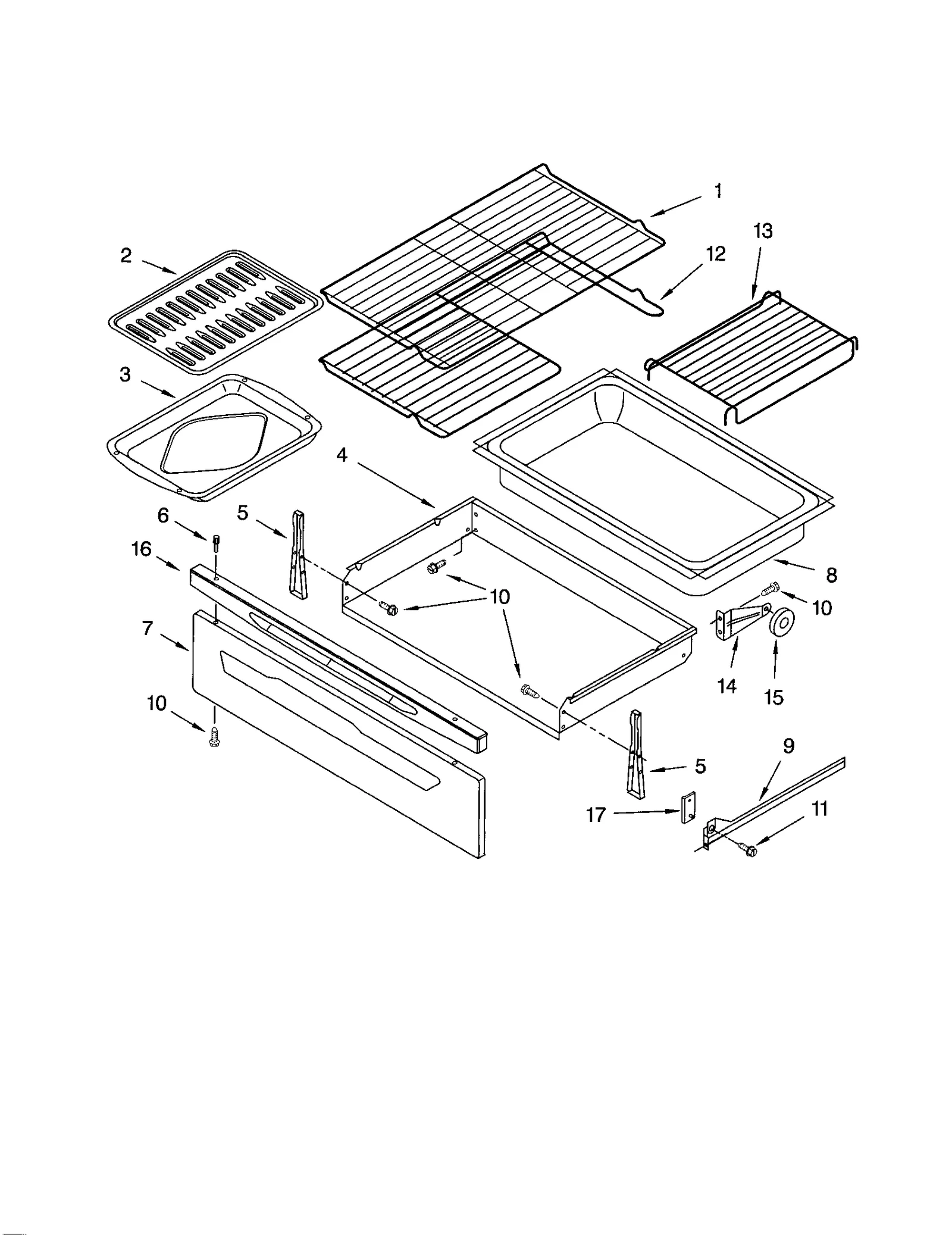 DRAWER AND BROILER PARTS
