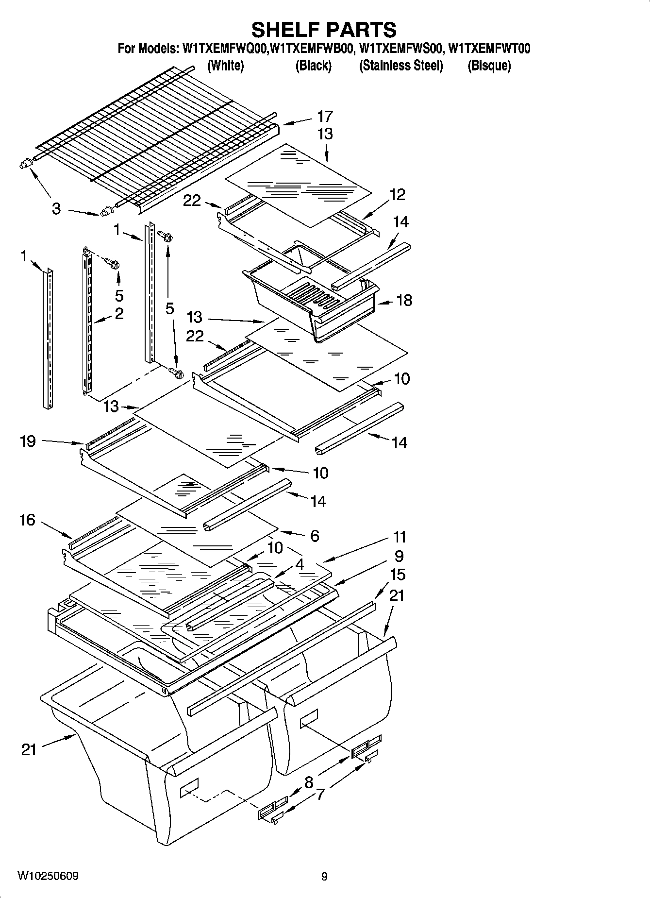 05 - SHELF PARTS, OPTIONAL PARTS (NOT INCLUDED)
