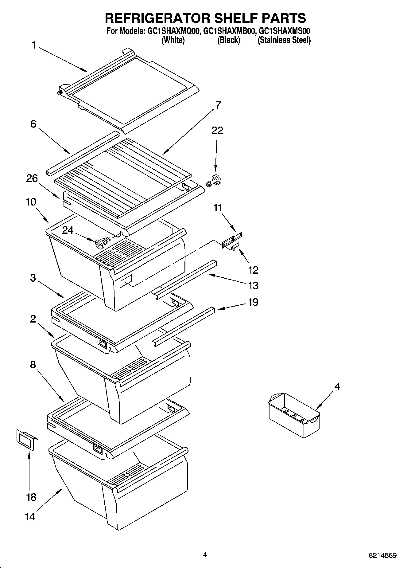 03 - REFRIGERATOR SHELF PARTS