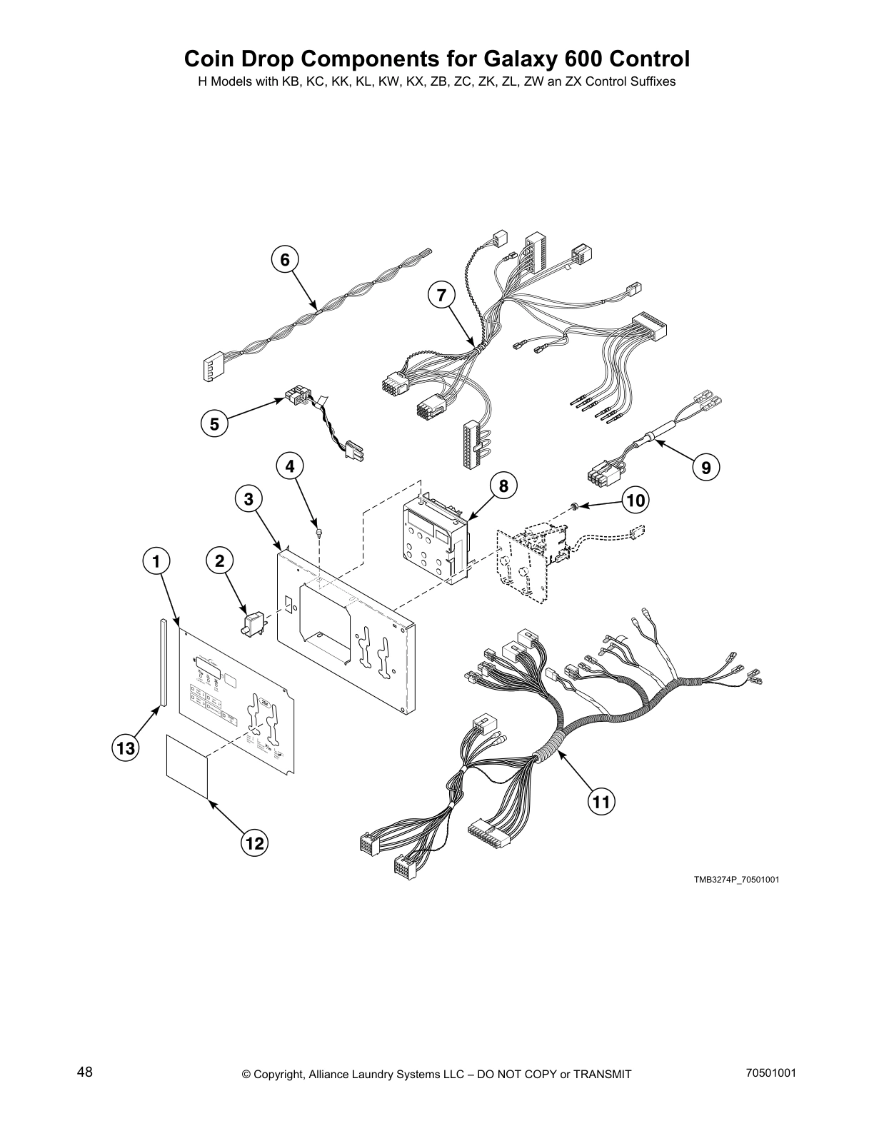 Coin Drop Components for Galaxy 600 Control