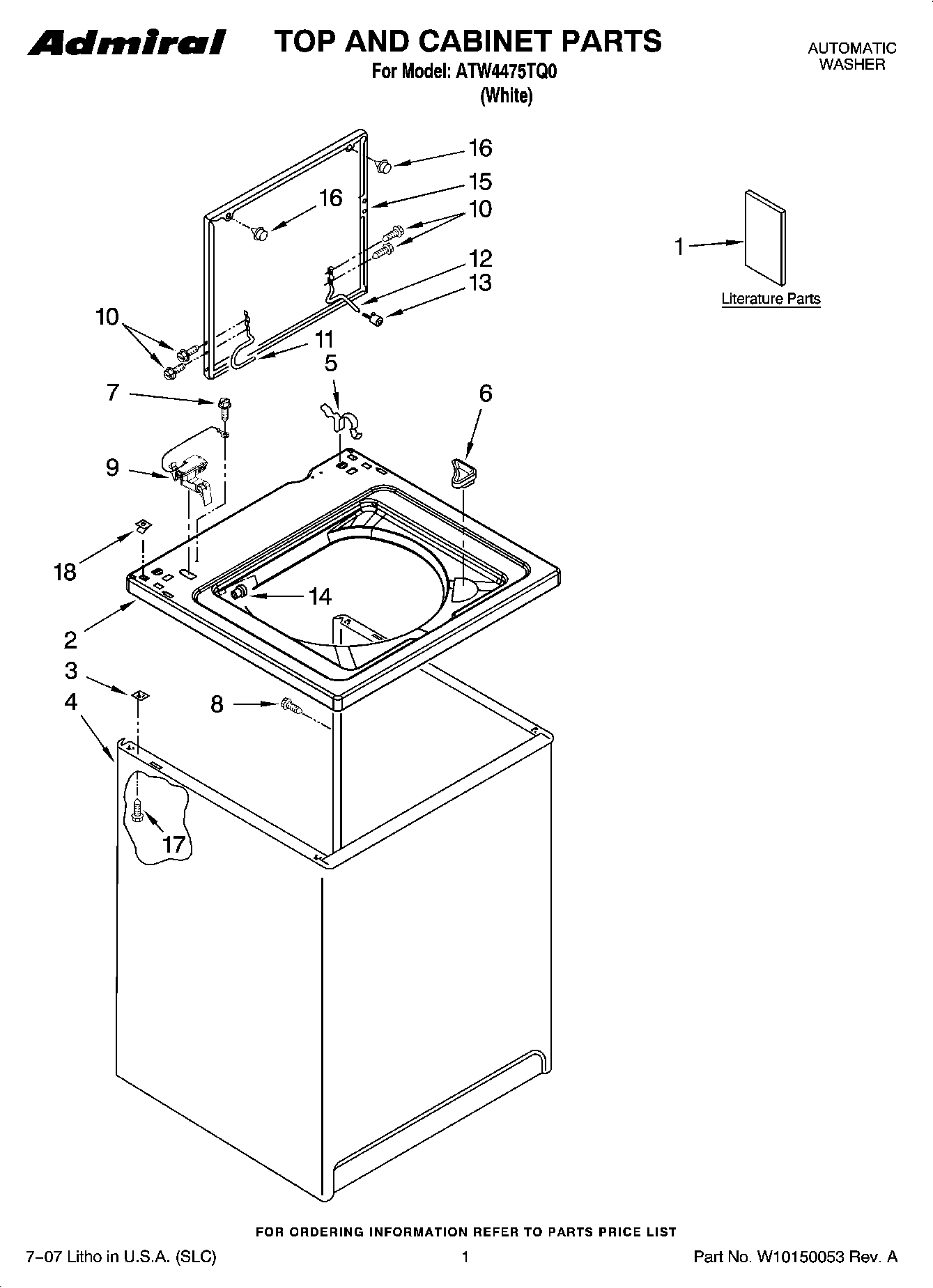 01 - TOP AND CABINET PARTS