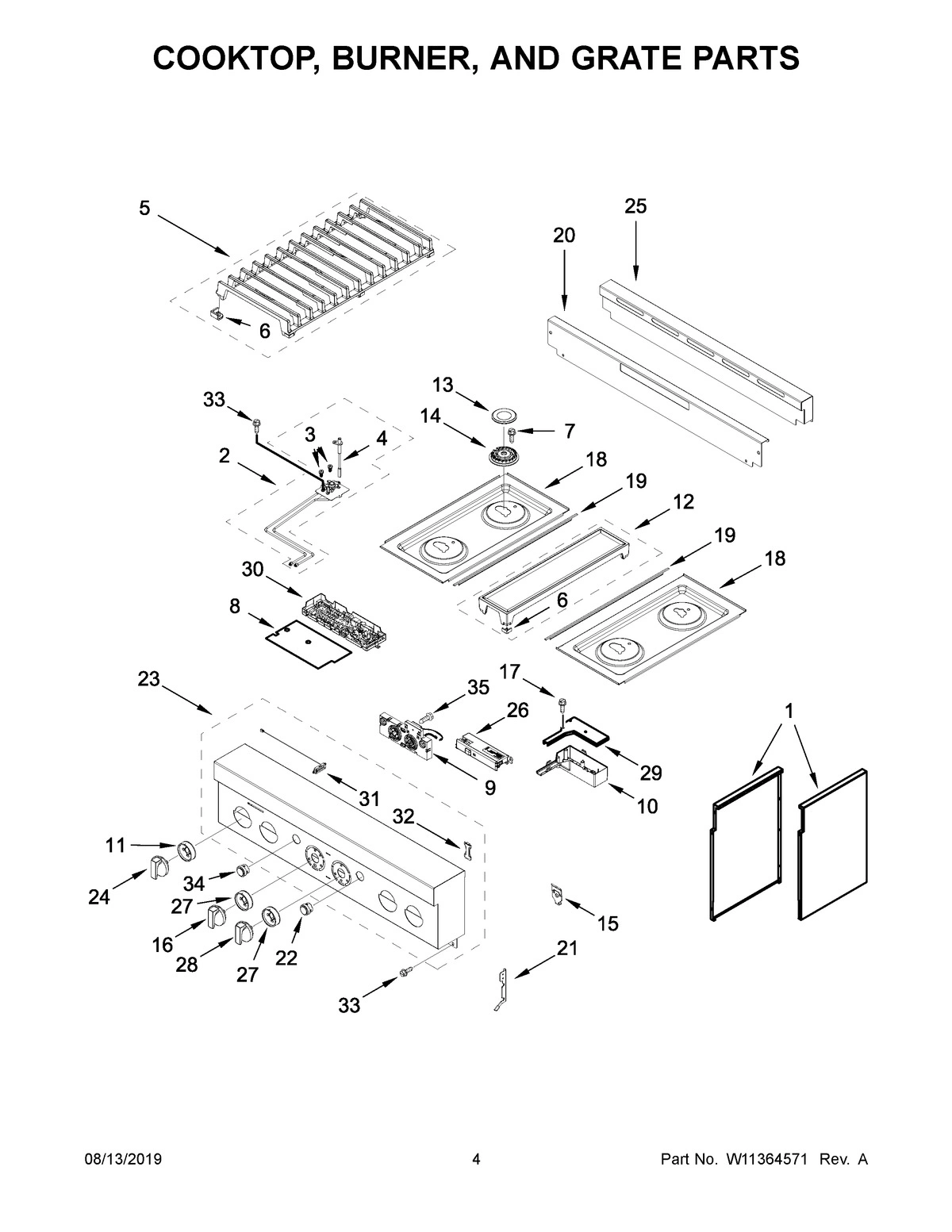 03 - COOKTOP, BURNER, AND GRATE PARTS