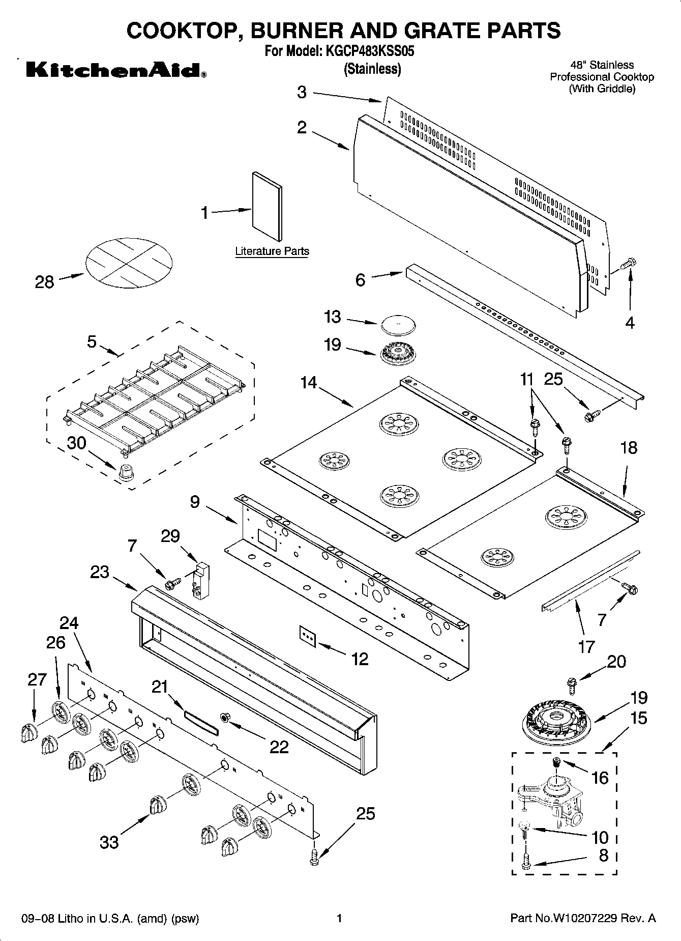 01 - COOKTOP, BURNER AND GRATE PARTS