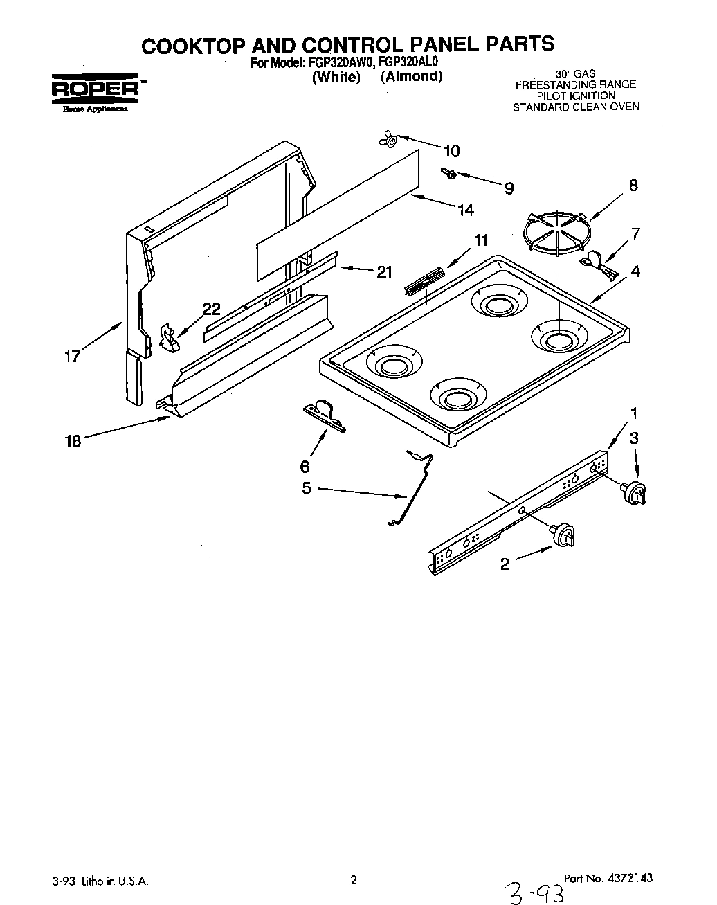 01 - COOKTOP AND CONTROL PANEL, LIT/OPTIONAL