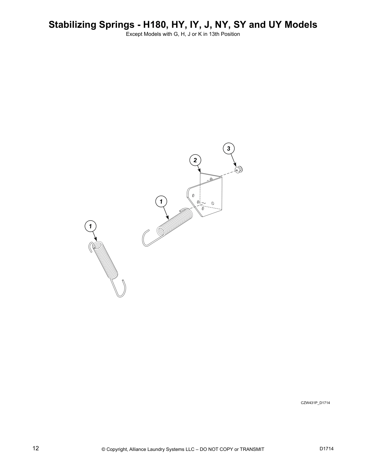 Stabilizing Springs - H180, HY, IY, J, NY, SY and UY Models